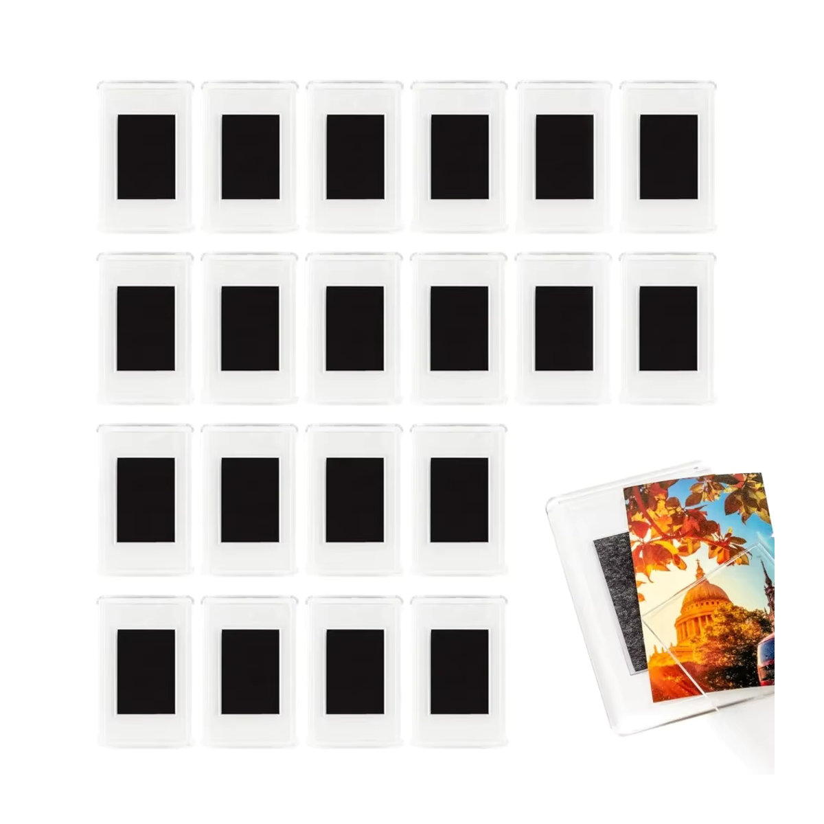100 Stück magnetische Mini-Bilderrahmen aus Acryl für den Kühlschrank, B/H: 13 x 17,85 cm - Bild 6