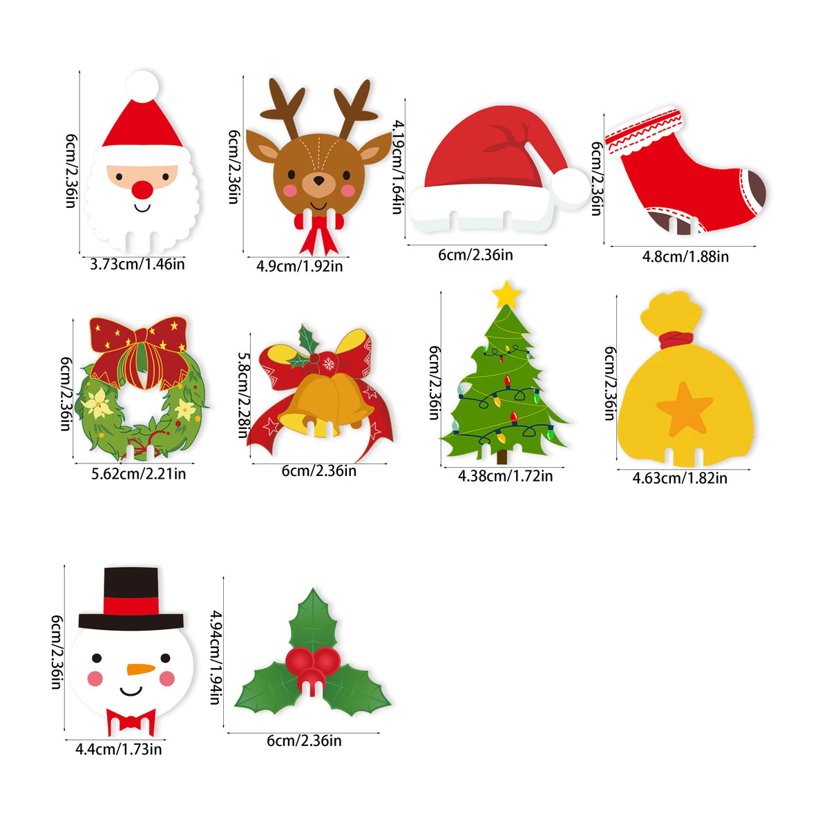 100 Stück Meidding Weihnachts Weinglas Marker aus Kunststoff in verschiedenen Motiven wie Weihnachtsmütze, Weihnachtsbaum und Schneemann, mehrfarbig, Tischdekoration für Weihnachten und Neujahr - Bild 5