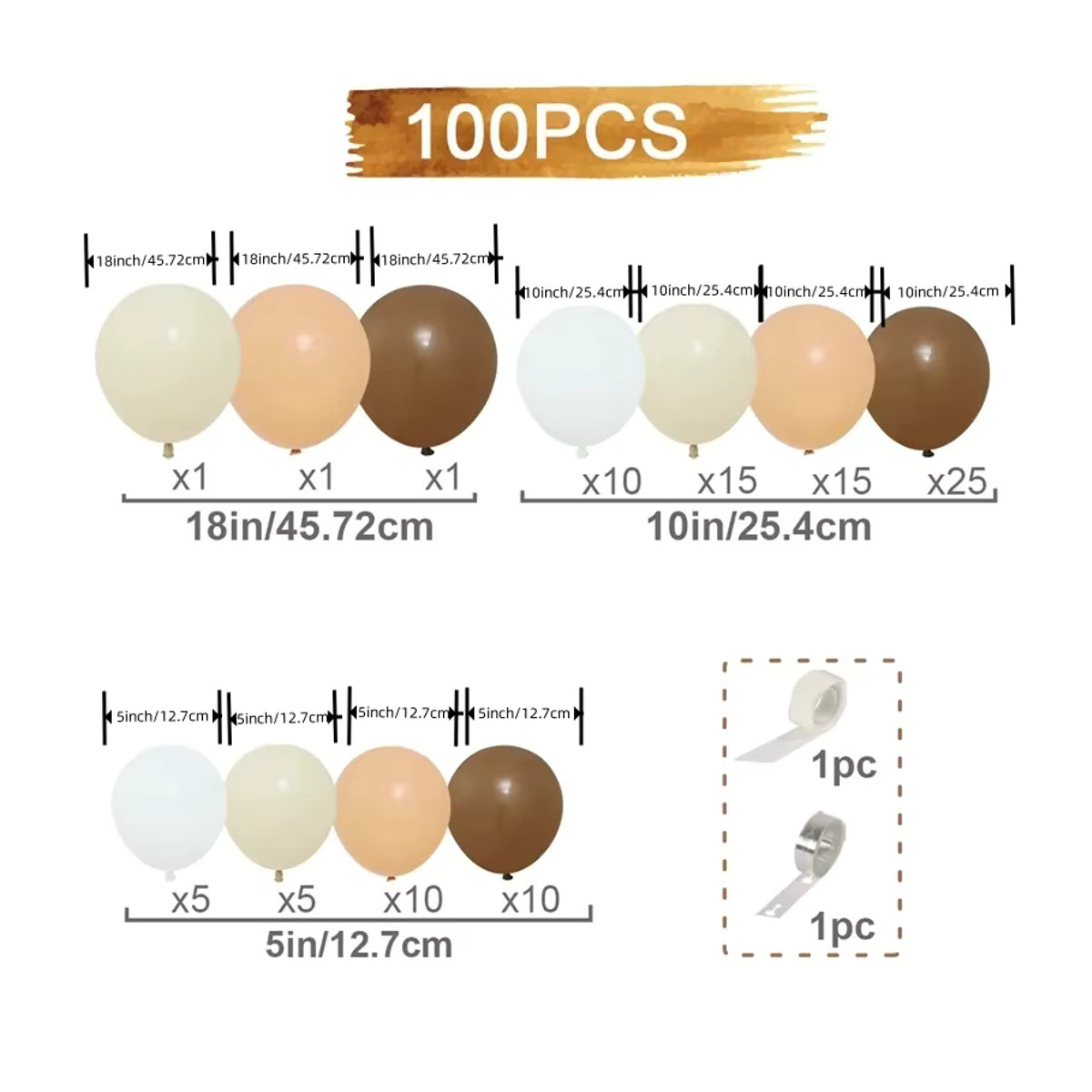 100 Stück Retro Latex Ballons in Sandweiß und Khaki für deine Hochzeits- und Geburtstagsdekoration - Bild 2