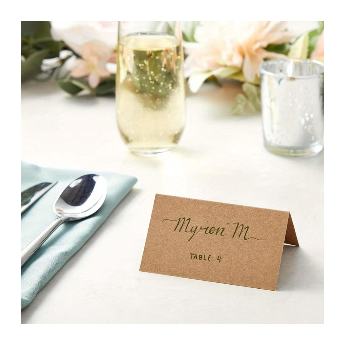 100 Stück SZ-Damai Kraftpapier Tischkarten in Braun für Hochzeit und Feiern, Rechteckige Platzkarten zum Beschriften - Bild 3