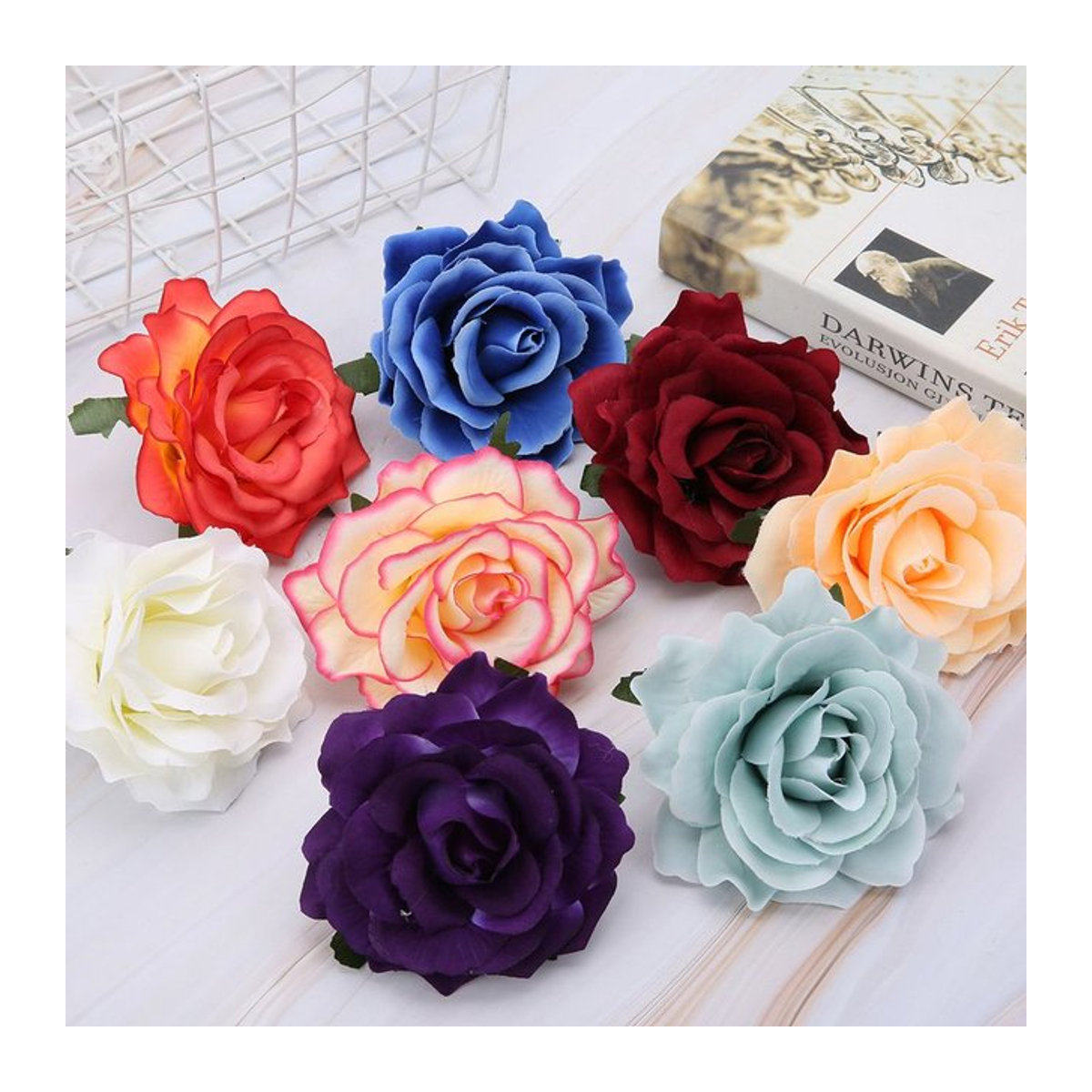100 Stück TTCY Seidenrosen Köpfe künstliche Blumen mehrfarbig für DIY Dekoration Hochzeit und Weihnachten - Bild 1