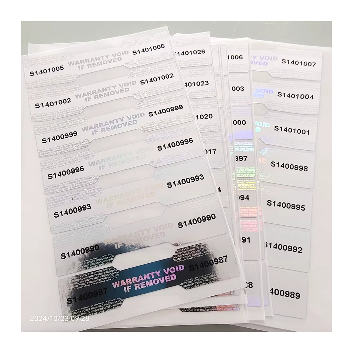 100 Stück XMYLNG Hologramm-Sicherheitssiegel in Silber mit Seriennummer, VOID Tamper Evident Label Sticker, B: 48 mm, H: 11 mm - Bild 2