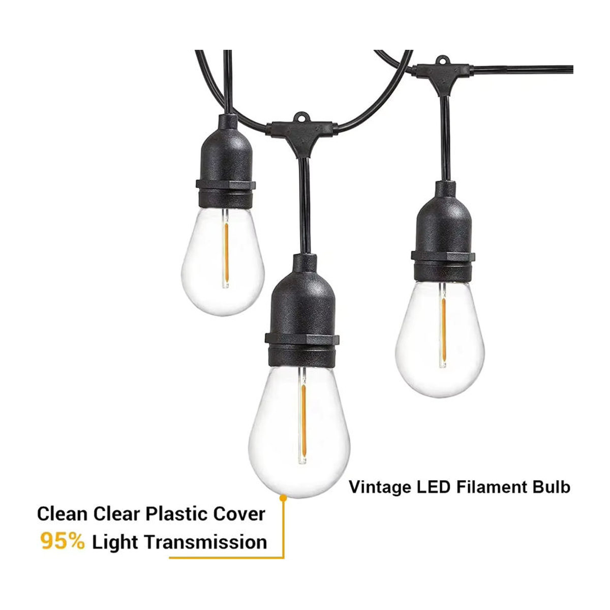 10er Pack foroureyes E27 LED Filament COB Ball Birnen, S14 Dimmbar, Warmweiß, Wasserdicht für Outdoor Lichterketten, Retro Design - Bild 2