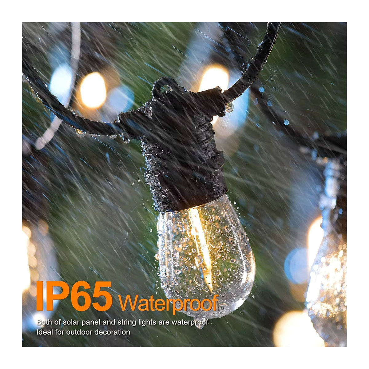 10er-Pack foroureyes S14 LED Glühbirnen warmweiß, dimmbar, wasserdichte Retro-Kugelbirnen mit PC-Abdeckung, E27 - Bild 3