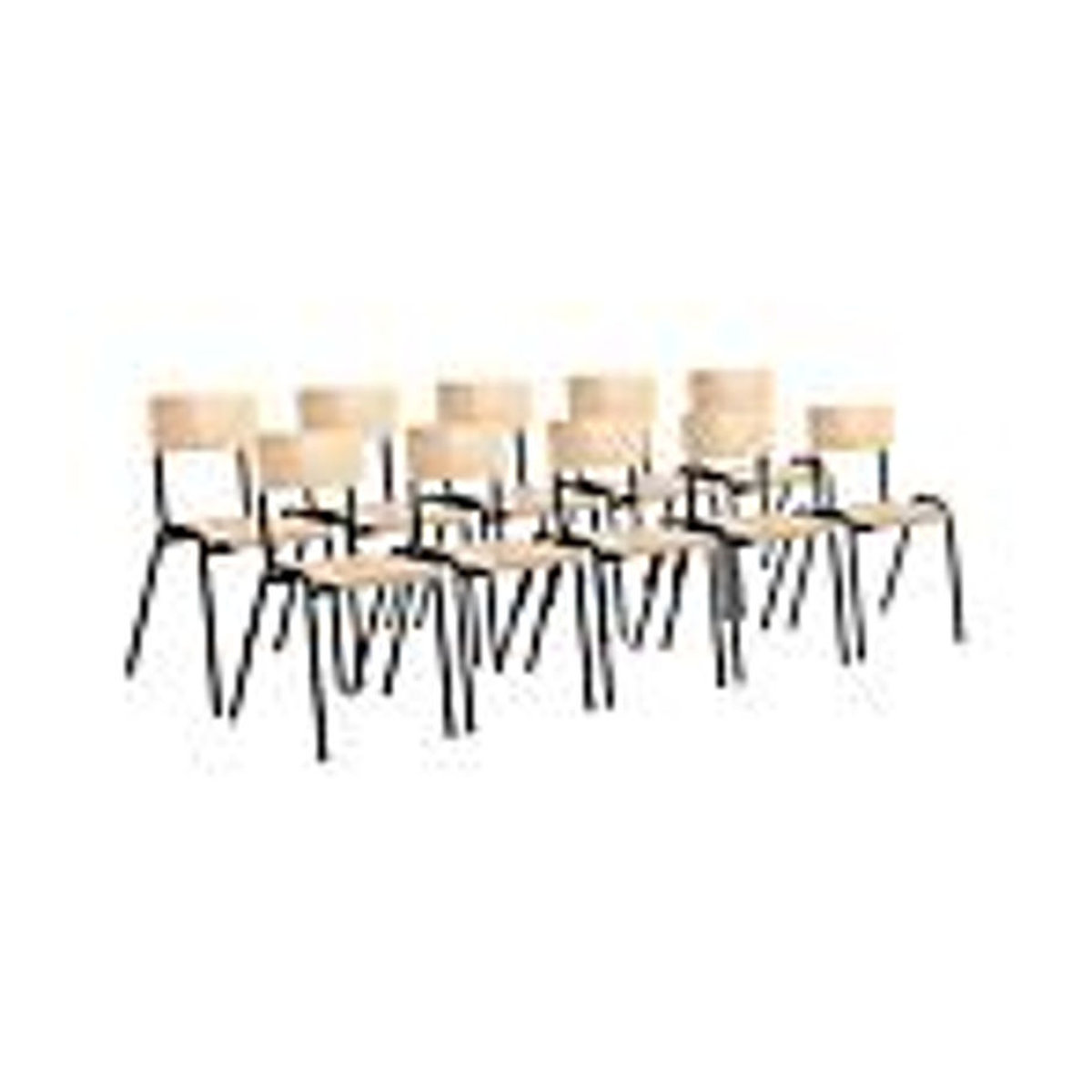 10er-Set Ceha Stapelstuhl CS3 ohne Armlehnen in Buche und Schwarz minimalistisch B/T/H: 38,5 x 39,0 x 49,0 cm - Bild 2