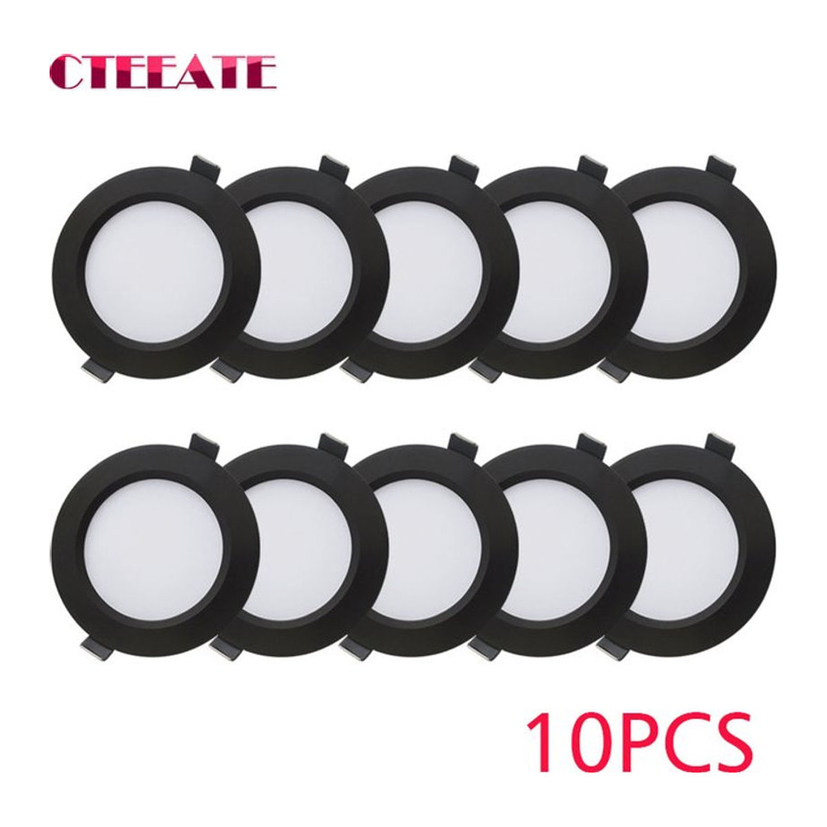 10er Set CTEEATE LED Einbaustrahler aus Aluminium, wasserdicht IP65, Schwarz, 18 W - Bild 1