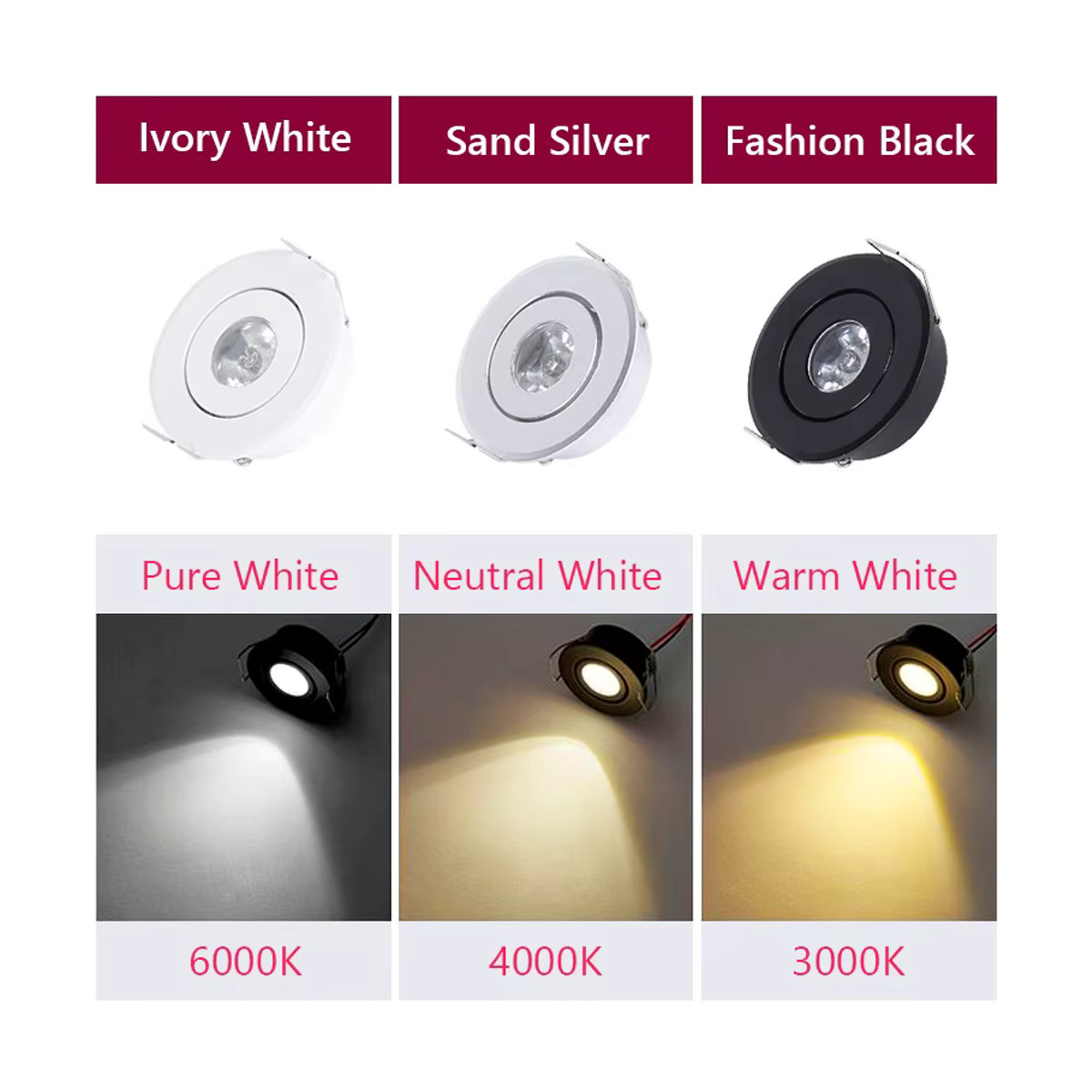 10er Set CTEEATE LED Mini Einbaustrahler aus Aluminium in Weiß für Innenbeleuchtung mit Warm Weiß oder Kalt Weiß Optionen - Bild 3