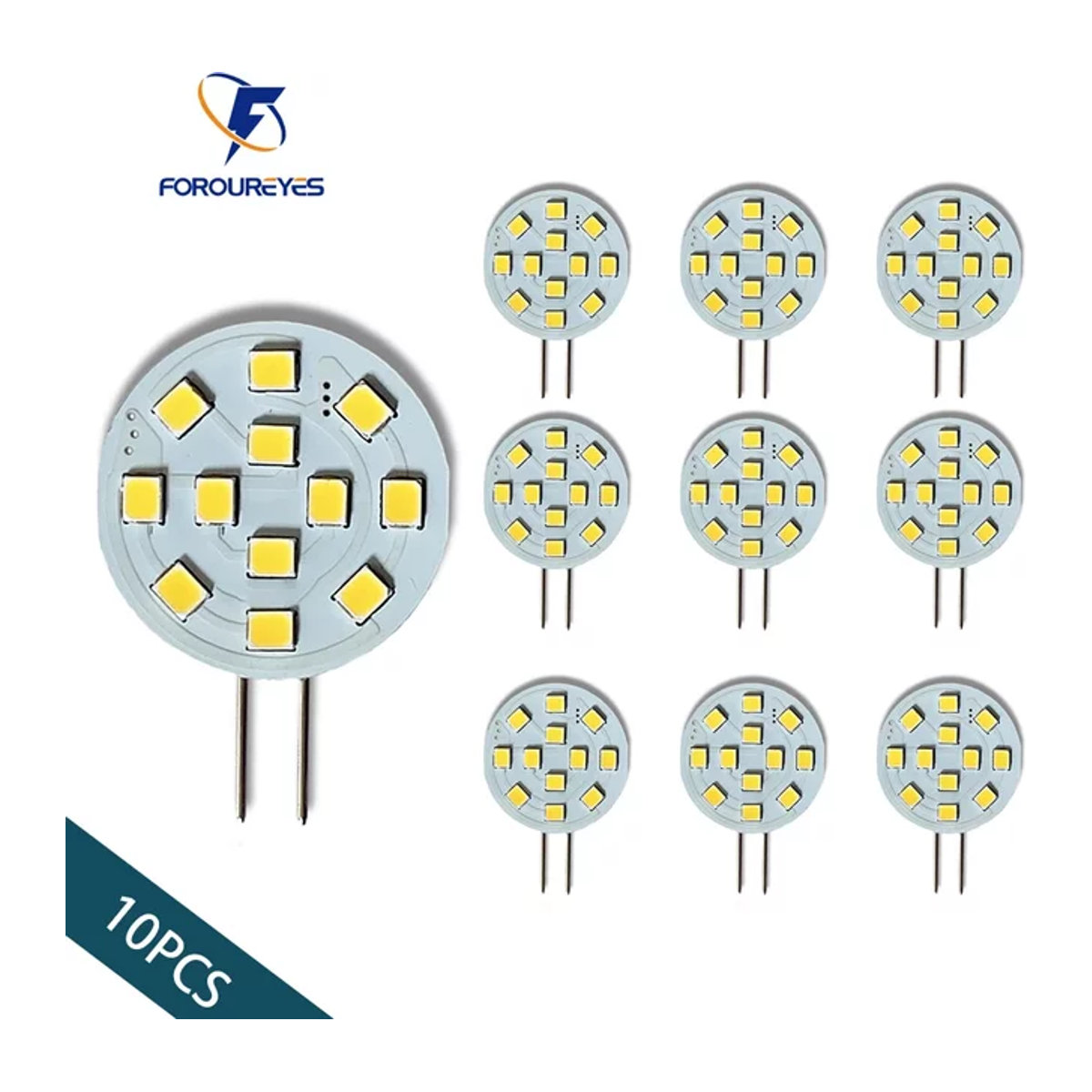 10er Set foroureyes G4 LED Lampen 2,2 W AC/DC 12 V 24 V Runde Scheinwerfer ohne Flimmern für Boot, Dunstabzugshaube und Wohnzimmer - Bild 1