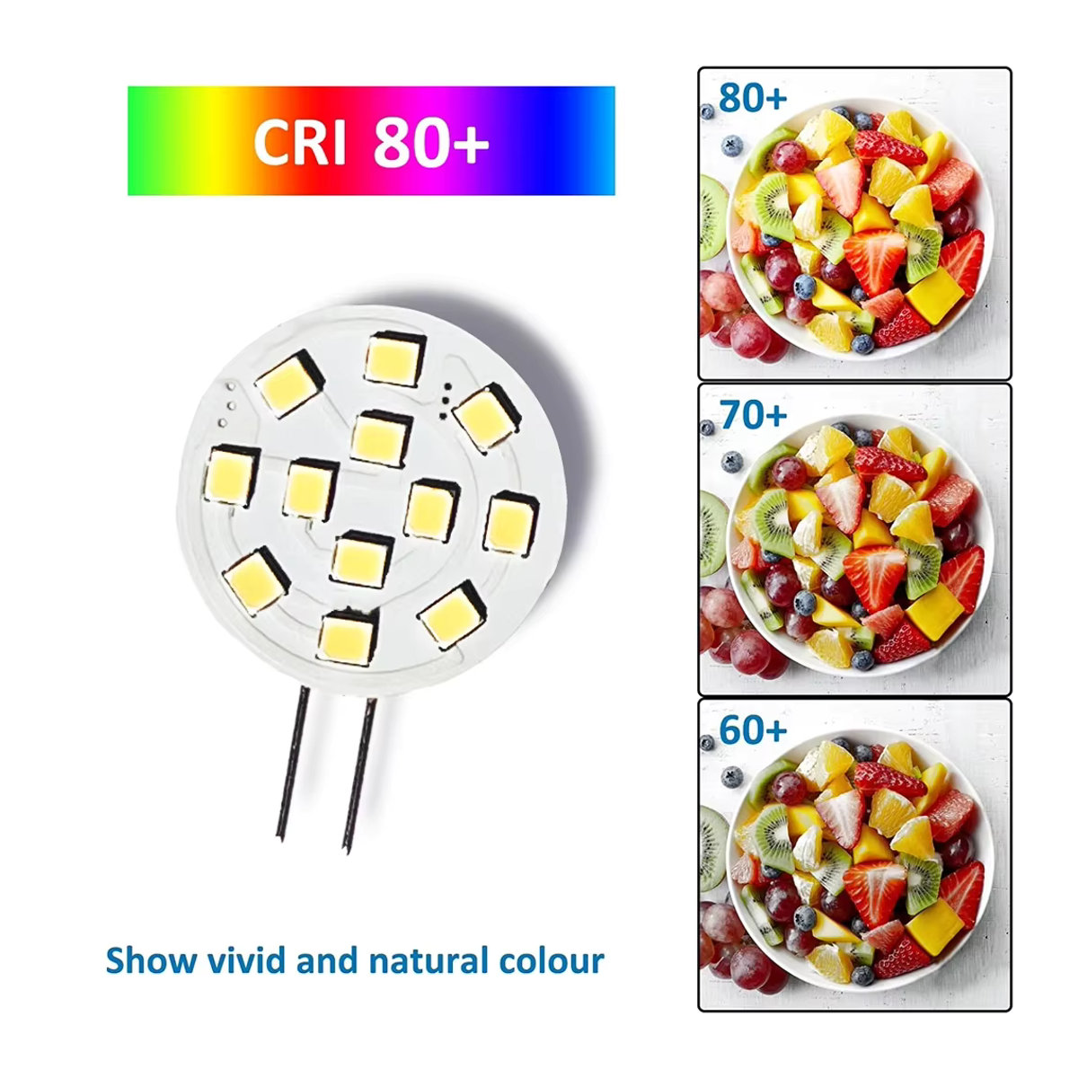 10er Set foroureyes G4 LED Lampen 2,2 W AC/DC 12 V 24 V Runde Scheinwerfer ohne Flimmern für Boot, Dunstabzugshaube und Wohnzimmer - Bild 3