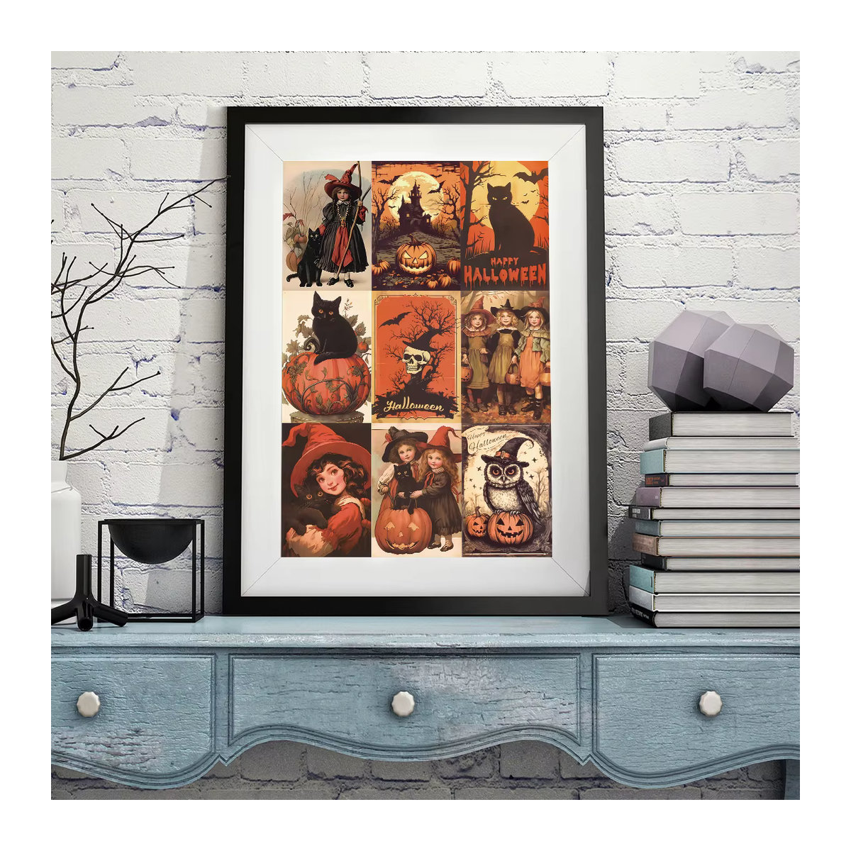 10er Set Halloween Postkarten mit Skelett-Muster und Punkt-Aufklebern zur Wanddekoration - Bild 5