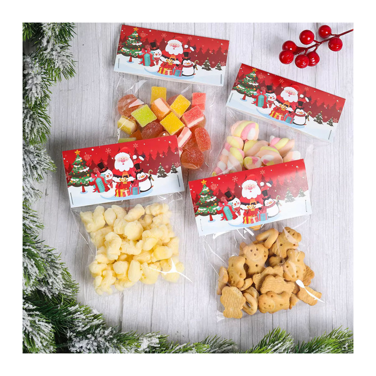 10er Set Huiran Weihnachts Dekorationen als Beutel-Topper aus Kunststoff, mehrfarbig, rechteckig - Bild 2
