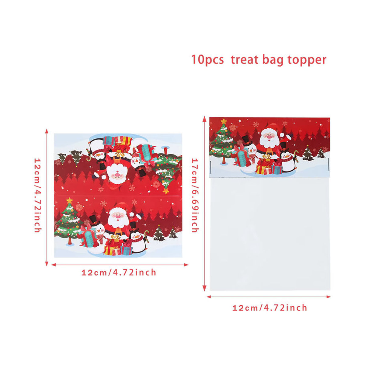 10er Set Huiran Weihnachts Dekorationen als Beutel-Topper aus Kunststoff, mehrfarbig, rechteckig - Bild 6