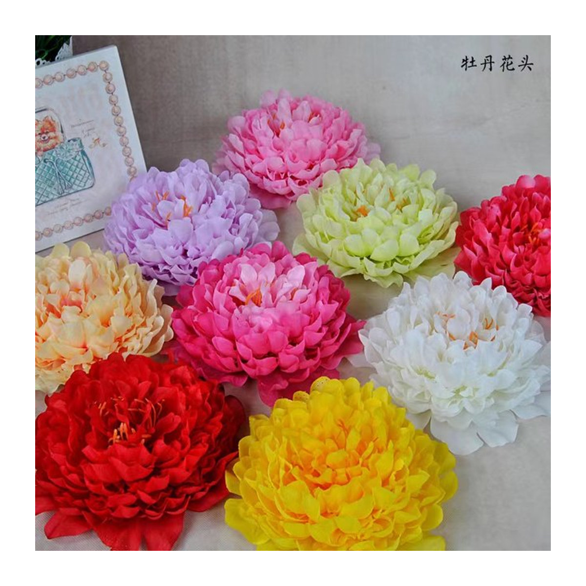 10er Set künstliche Pfingstrosen aus Seide in Pink und Mehrfarbig, 18 cm große Blütenköpfe für Hochzeitsdeko, Kränze und Bastelarbeiten von youyouhuan - Bild 1