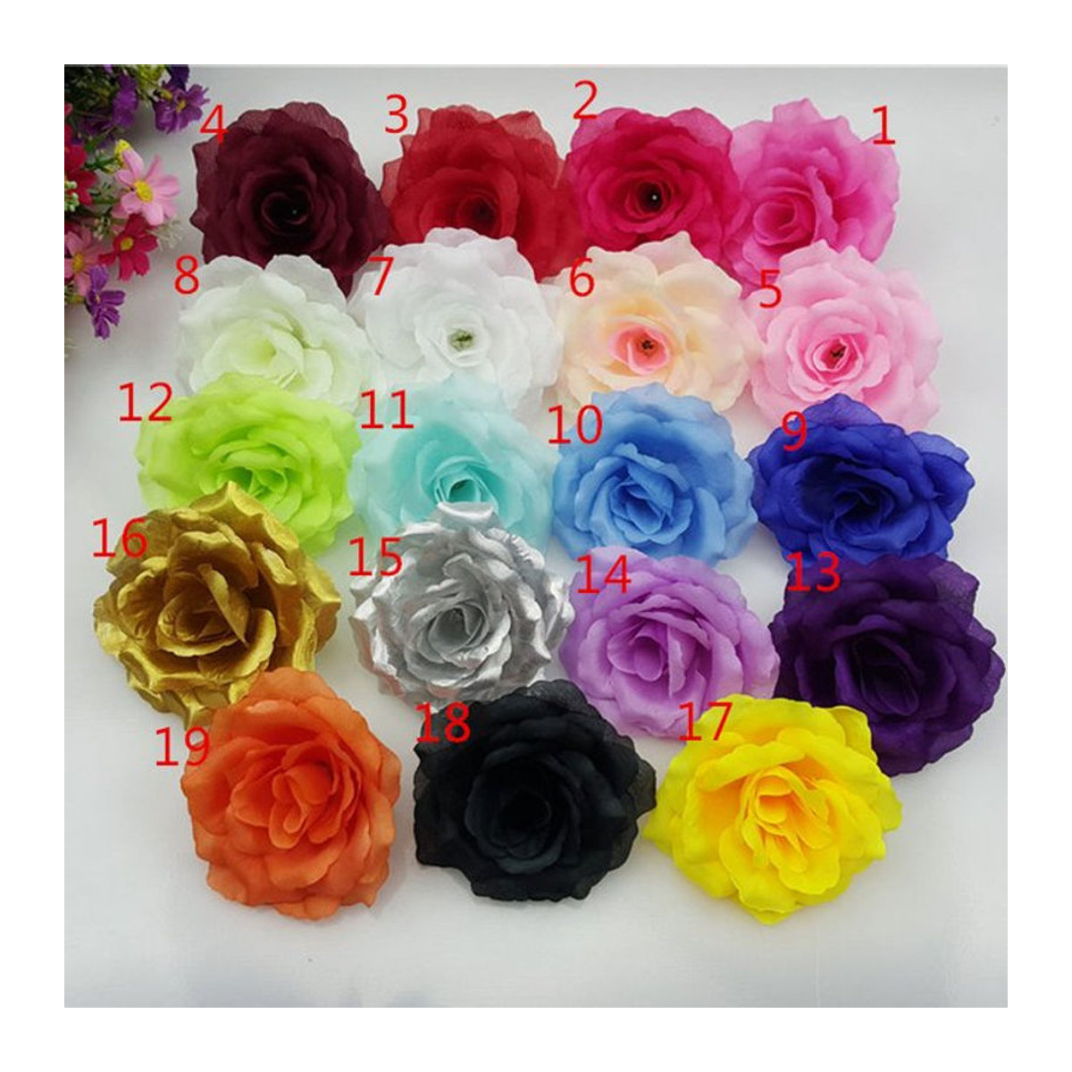 10er Set künstliche Rosen aus Textil von merylover in 20 Farben, dekorative Seidenblumen für Hochzeit und Party, Höhe: 10 cm - Bild 1