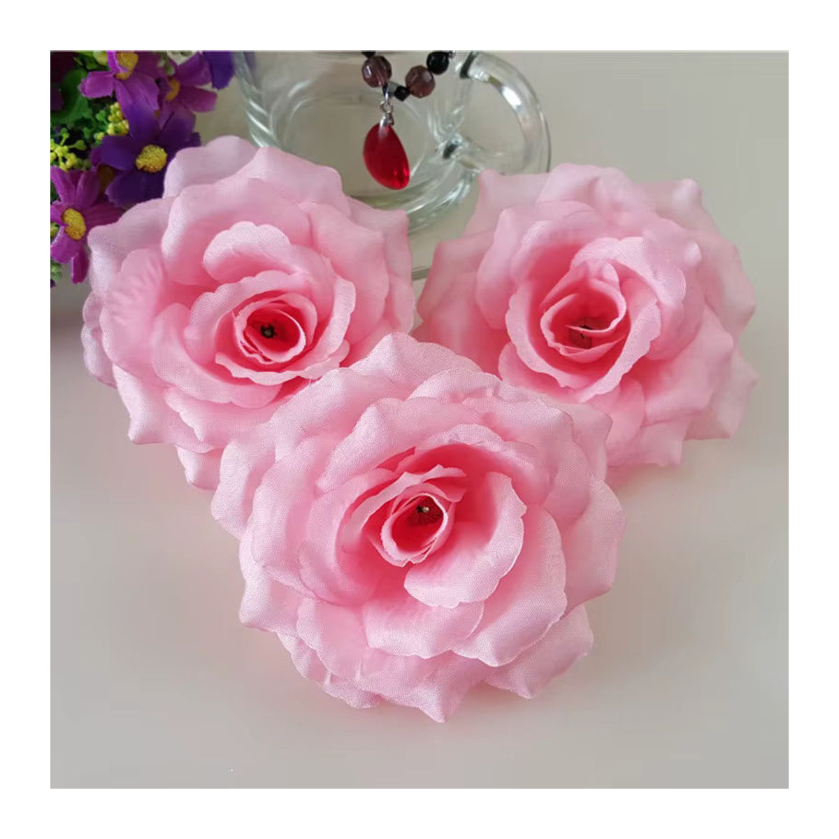 10er Set künstliche Rosen aus Textil von merylover in 20 Farben, dekorative Seidenblumen für Hochzeit und Party, Höhe: 10 cm - Bild 5