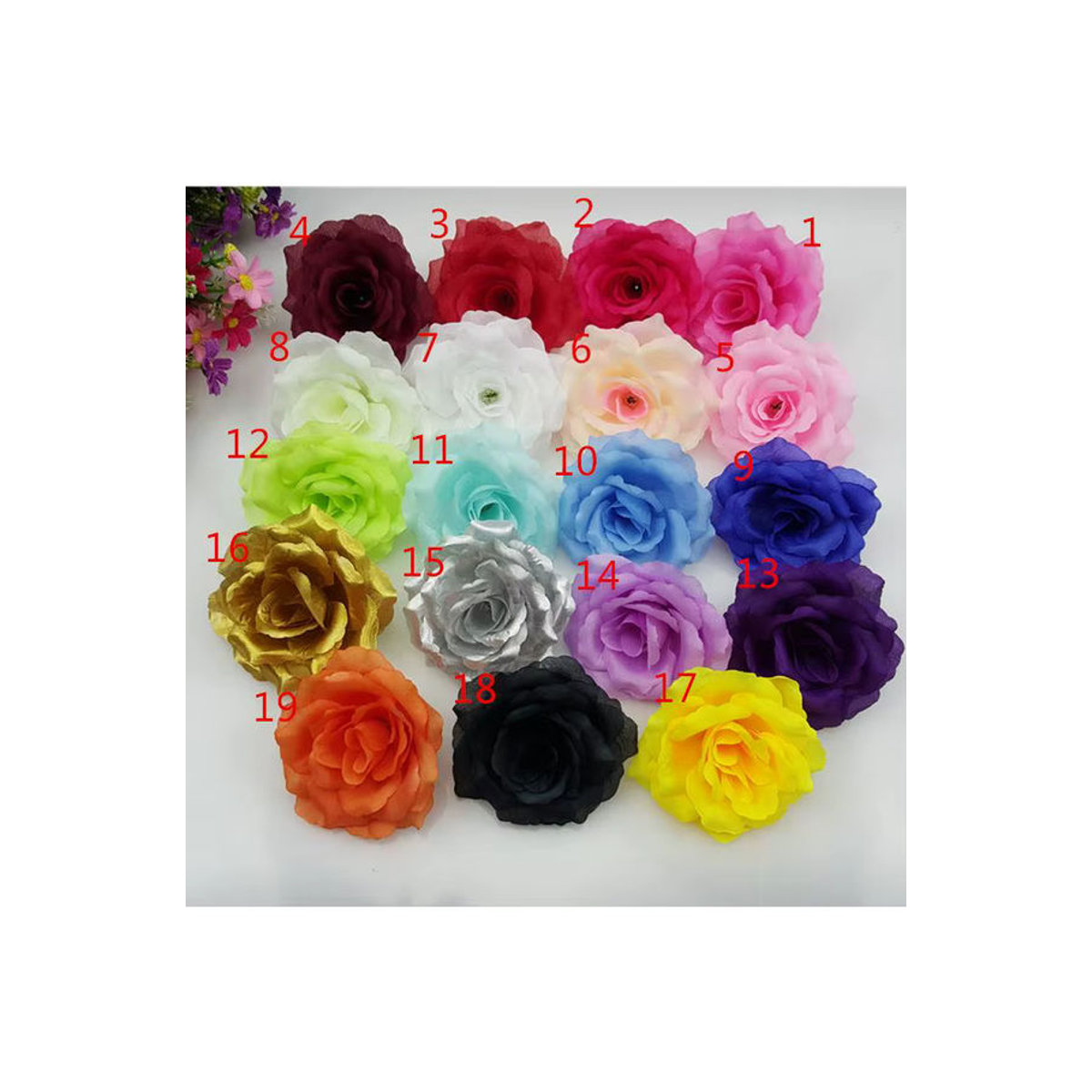 10er Set künstliche Rosen aus Textil von merylover in 20 Farben, dekorative Seidenblumen für Hochzeit und Party, Höhe: 10 cm - Bild 7