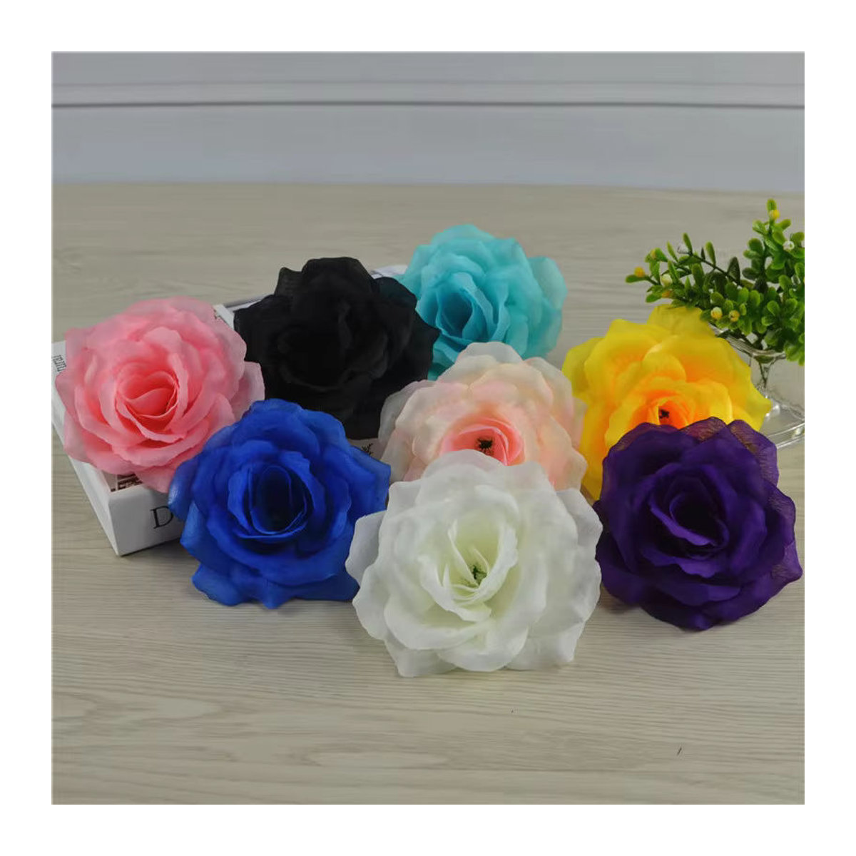 10er Set künstliche Rosenköpfe aus Textil von merylover in Silber und Mehrfarbig, Durchmesser: 10 cm, ideal für Hochzeits- und Weihnachtsdekorationen - Bild 2