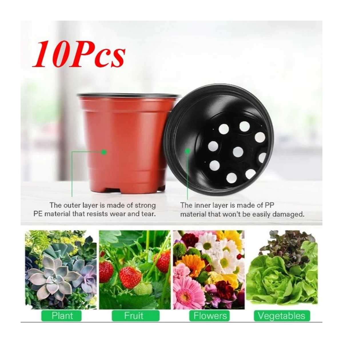 10er Set Kunststoff Pflanztöpfe für Sämlinge und Gartenpflanzen Indoor und Outdoor - Bild 1