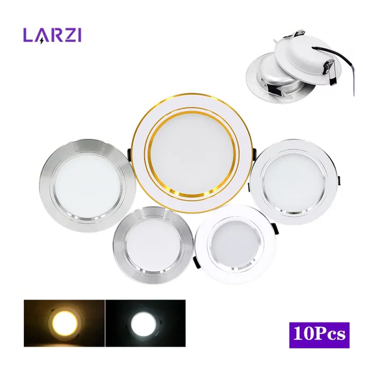 10er Set LARZI LED Einbaustrahler aus Aluminium in Weiß, minimalistisches Design, 18W - Bild 1