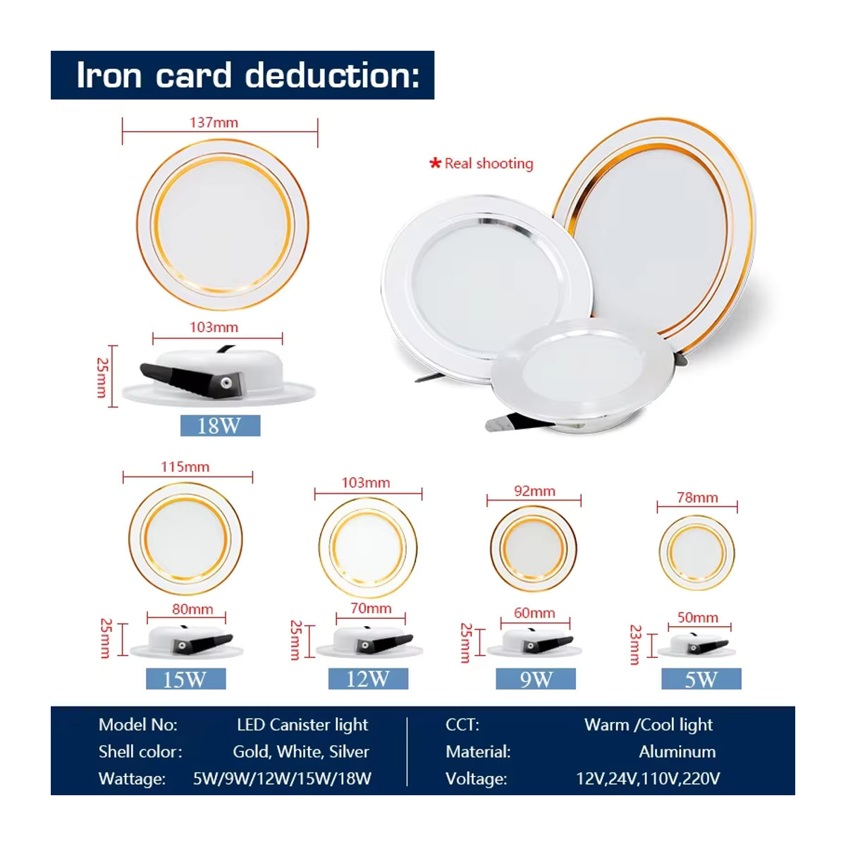 10er Set LARZI LED Einbaustrahler aus Aluminium in Weiß, minimalistisches Design, 18W - Bild 2