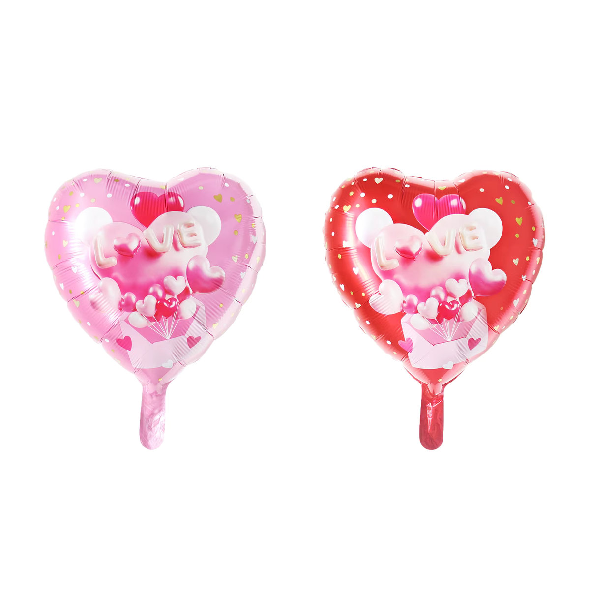 10er Set LQZZY Folienballons Liebe ist Liebe in Rosa mit Marmor- und Punktmuster für Valentinstag und Hochzeit, Durchmesser: 45,72 cm - Bild 1