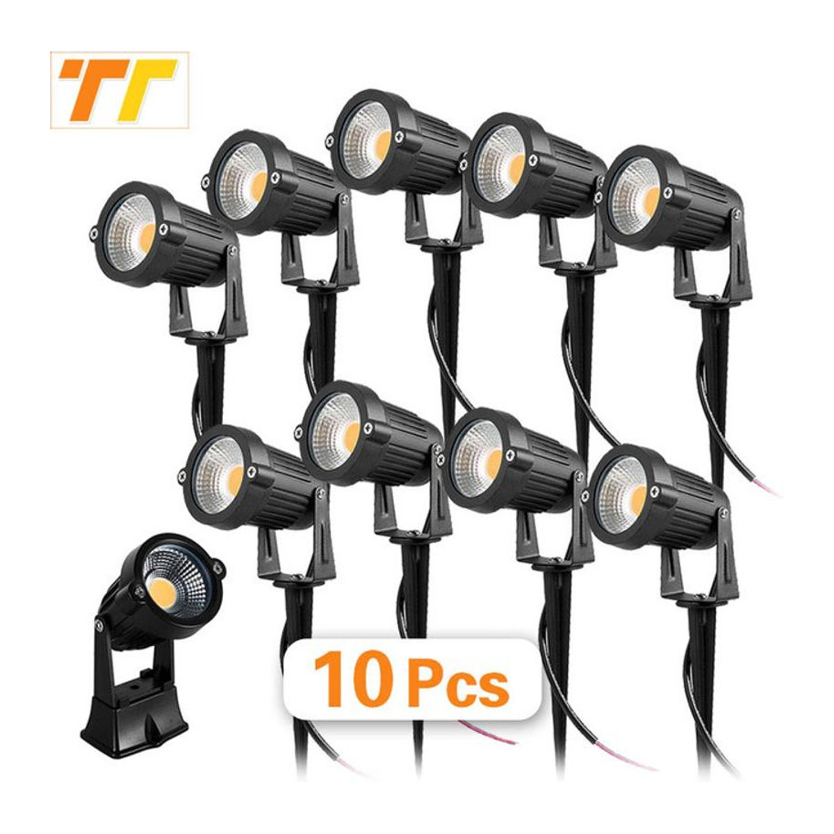 10er Set Teetealy LED Wegeleuchten IP65 wetterfest für Garten und Landschaft in Kaltweiß, erhältlich in Schwarz oder Weiß - Bild 1