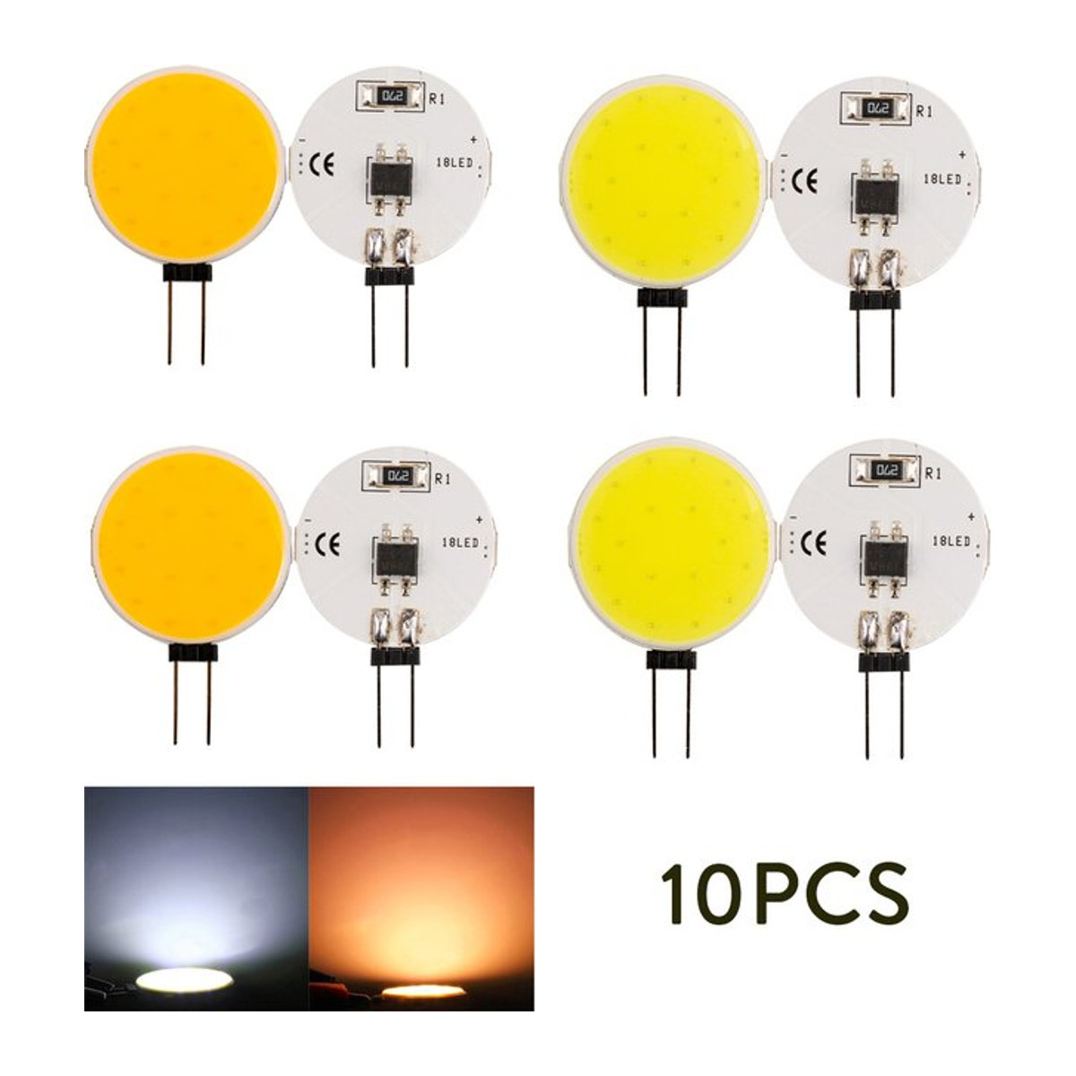 10er Set YORYZENG G4 COB LED Lampen DC 12V 1,5 W Bi-Pin für Marine, Camper und RV, 120 Grad Abstrahlwinkel, Kaltweiß oder Warmweiß als Ersatz für 15W Halogen Lampen - Bild 1