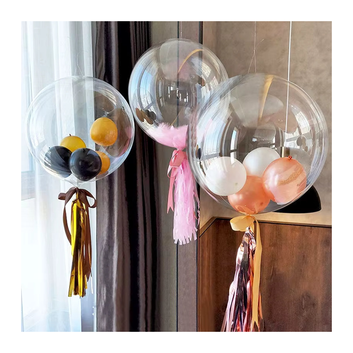 10er Set ZQCXLD Bobo Blase Ballons transparent, runde aufblasbare Luft- und Heliumballons aus Kunststoff für Hochzeit, Geburtstag und Babyparty, Durchmesser: 30,48 cm - Bild 2