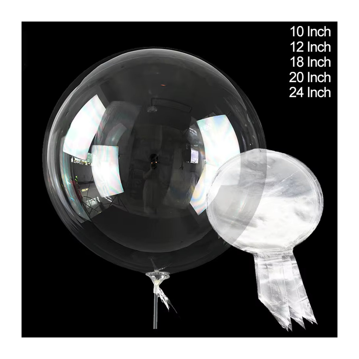 10er Set ZQCXLD Bobo Blase Ballons transparent, runde aufblasbare Luft- und Heliumballons aus Kunststoff für Hochzeit, Geburtstag und Babyparty, Durchmesser: 30,48 cm - Bild 4