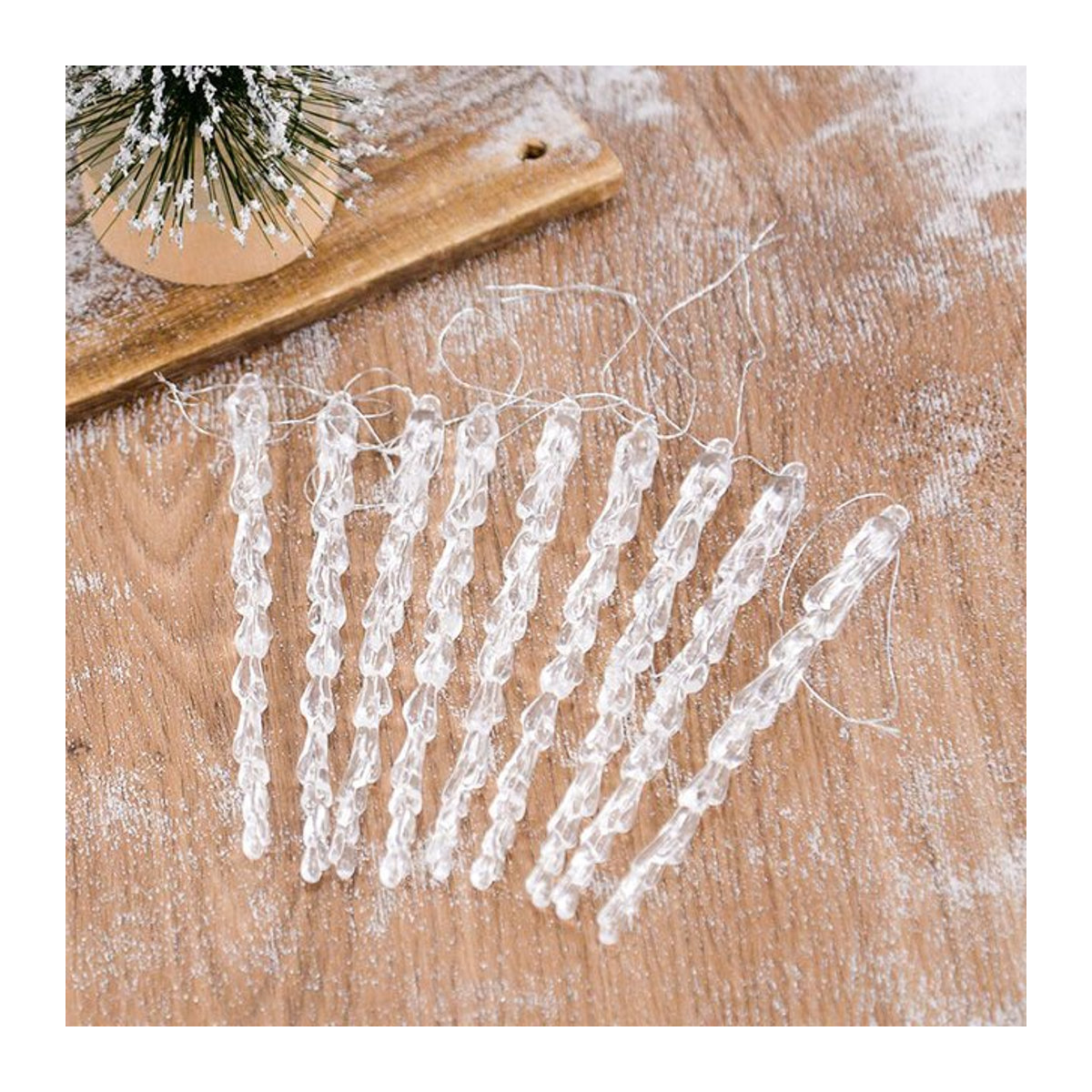 10er Set ZQNYCY Eiszapfen Hängeornamente aus Kunststoff, transparent, Höhe: 13 cm - Bild 1