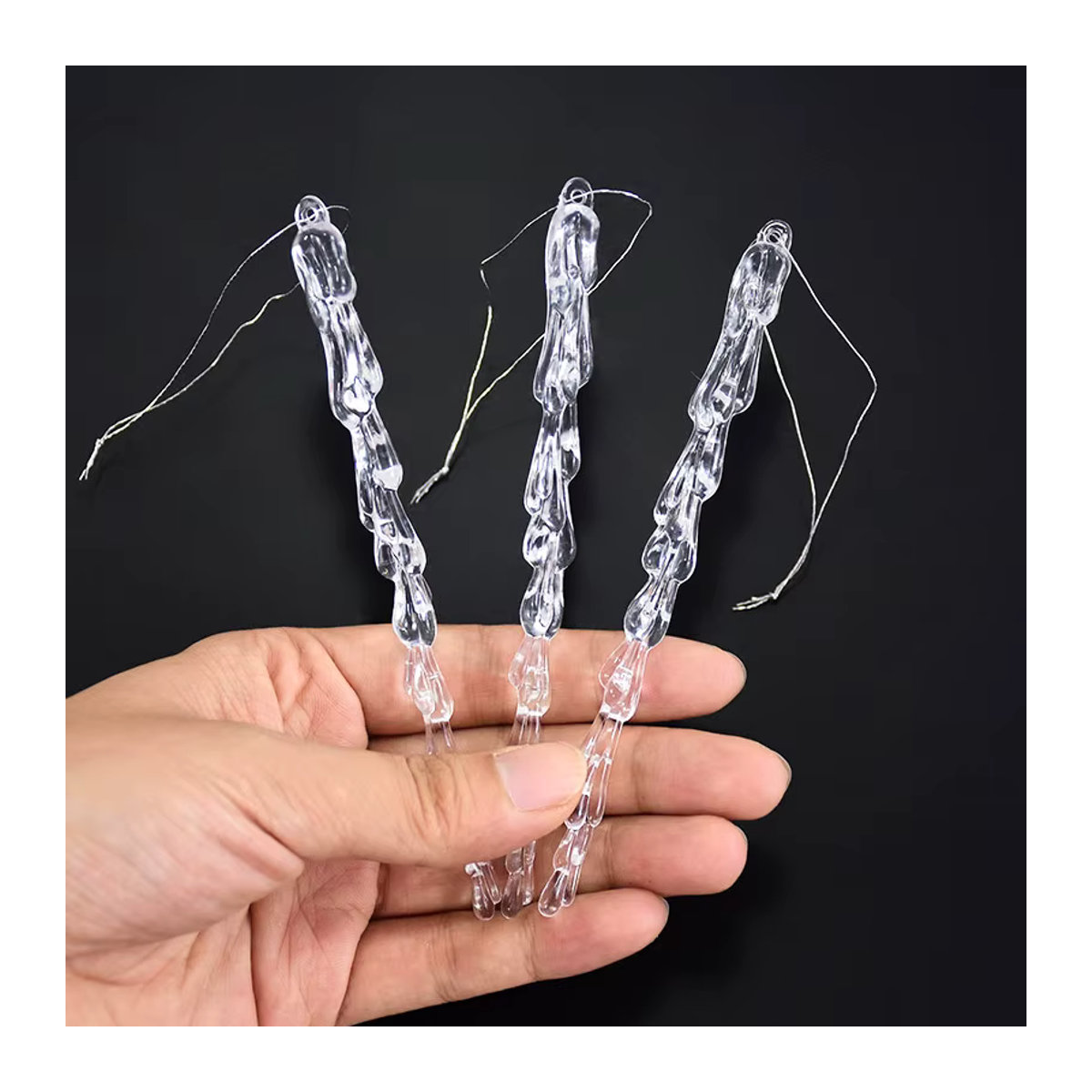 10er Set ZQNYCY Eiszapfen Hängeornamente aus Kunststoff, transparent, Höhe: 13 cm - Bild 5