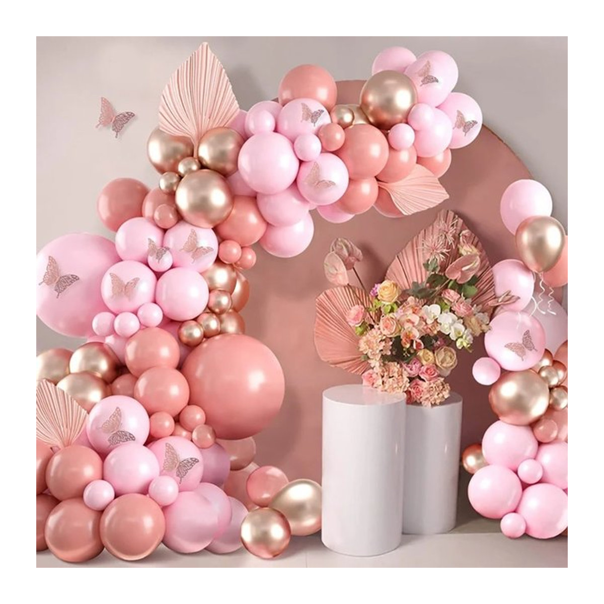 111 Stück Latex Ballon Bogen Set in Rosa und verschiedenen Farben für Geburtstage, Hochzeiten und besondere Anlässe - Bild 1