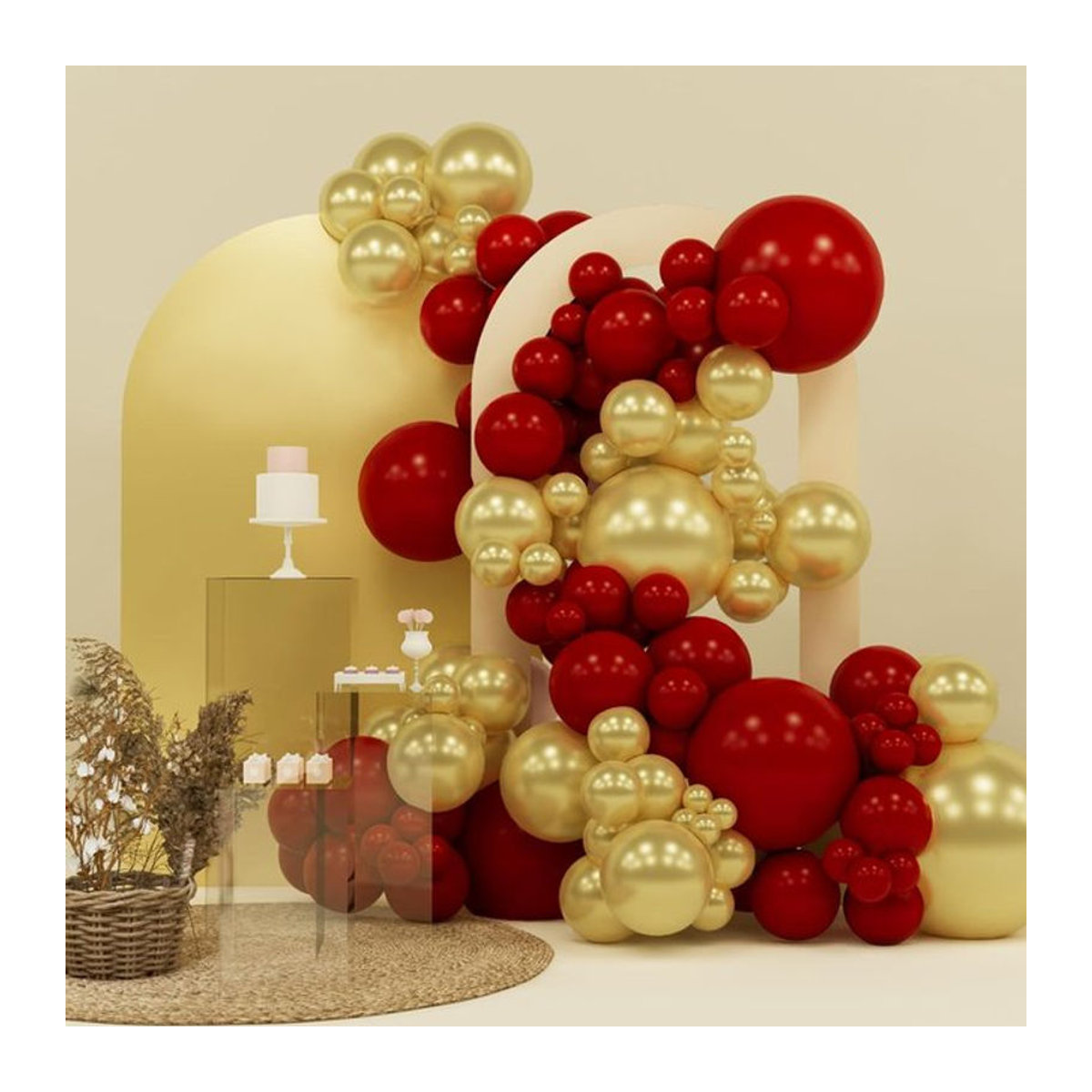 119-teiliges Luftballon-Set in Rot und Gold für Ballongirlanden und Geburtstagsparty-Dekorationen von MicroPlush - Bild 1