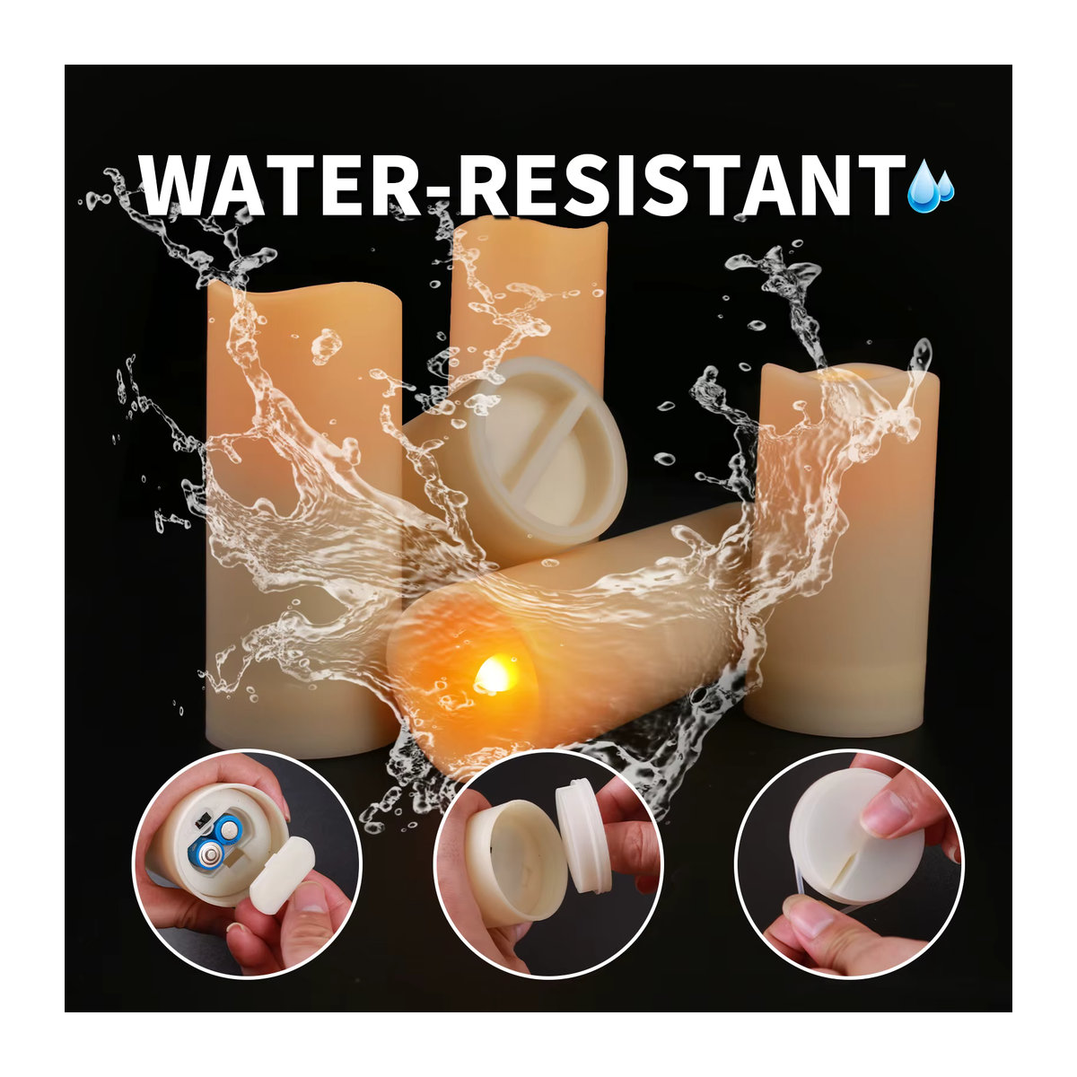 12/24-teiliges Set flammenlose LED-Kerzen in Weiß mit Fernbedienung und Timer, wasserdicht und batteriebetrieben für Innen und Außen - Bild 2