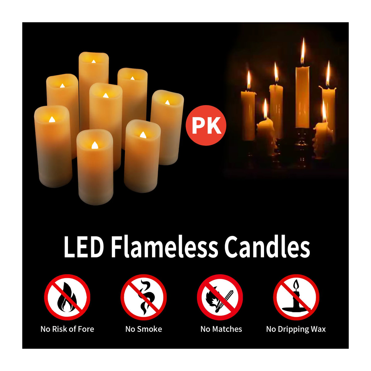 12/24-teiliges Set flammenlose LED-Kerzen in Weiß mit Fernbedienung und Timer, wasserdicht und batteriebetrieben für Innen und Außen - Bild 3
