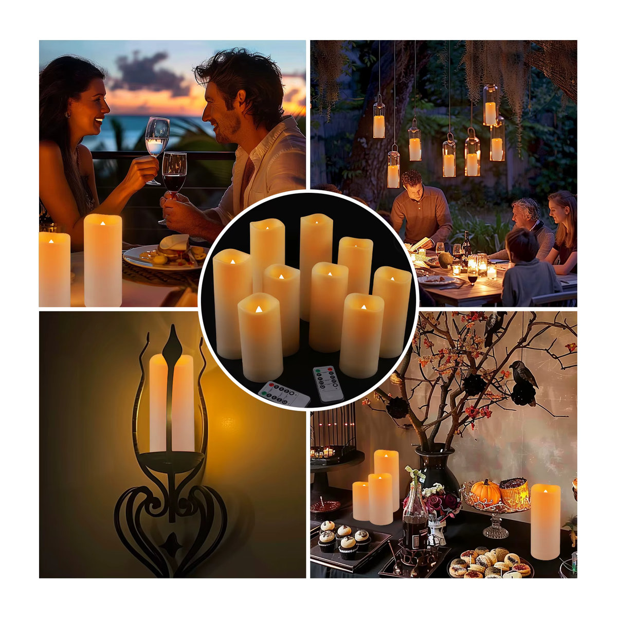 12/24-teiliges Set flammenlose LED-Kerzen in Weiß mit Fernbedienung und Timer, wasserdicht und batteriebetrieben für Innen und Außen - Bild 5