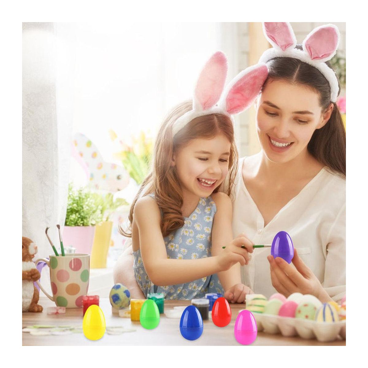 12 Stück bunte CosyHome Ostereier aus Kunststoff zum Befüllen und Basteln für Kinder - Bild 2