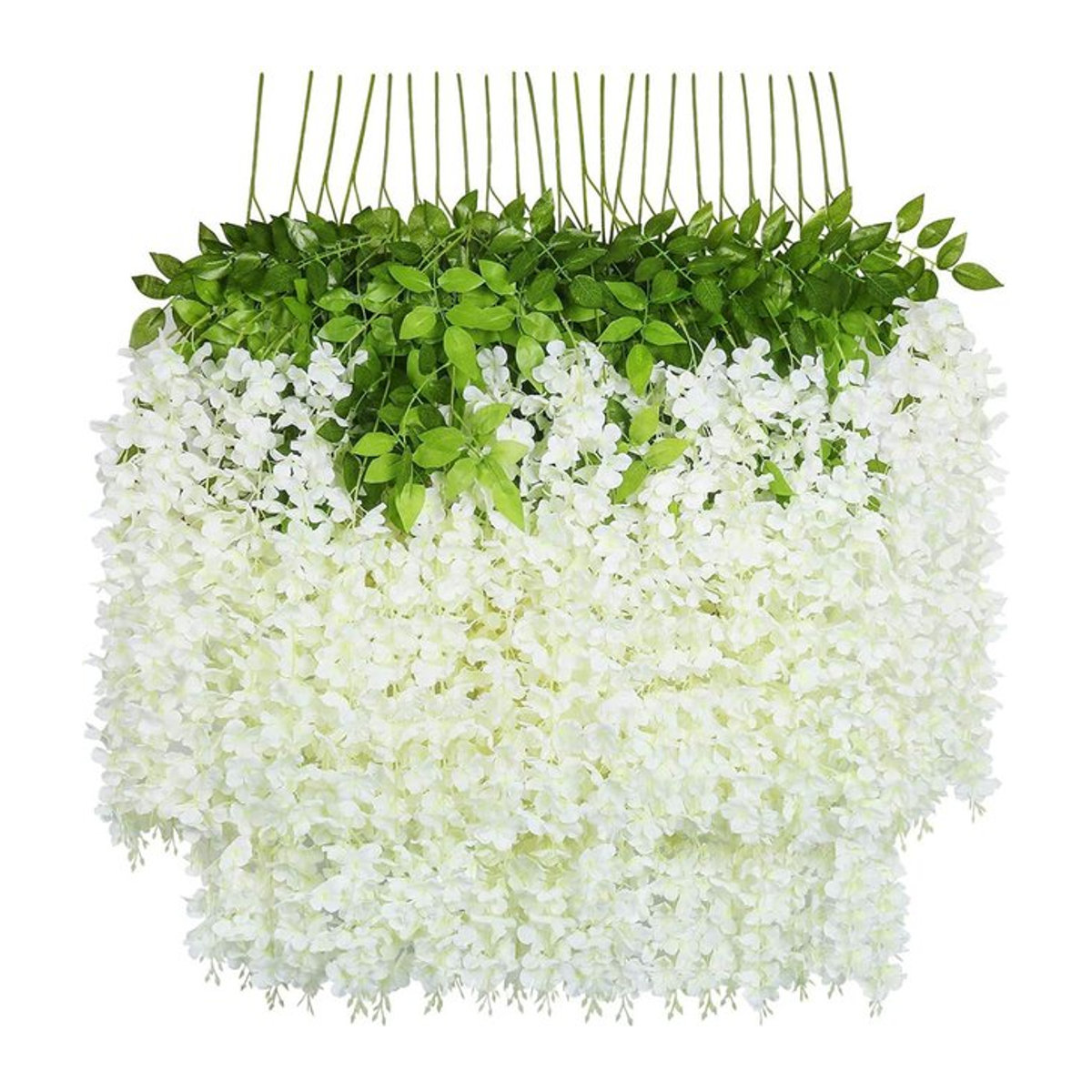 12 Stück künstliche Glyzinien-Blumen von ONE TO FOUR in Rosa und Weiß, extra lange Hängegirlanden aus Textil und Rattan zur Dekoration für Hochzeit und Zuhause - Bild 1