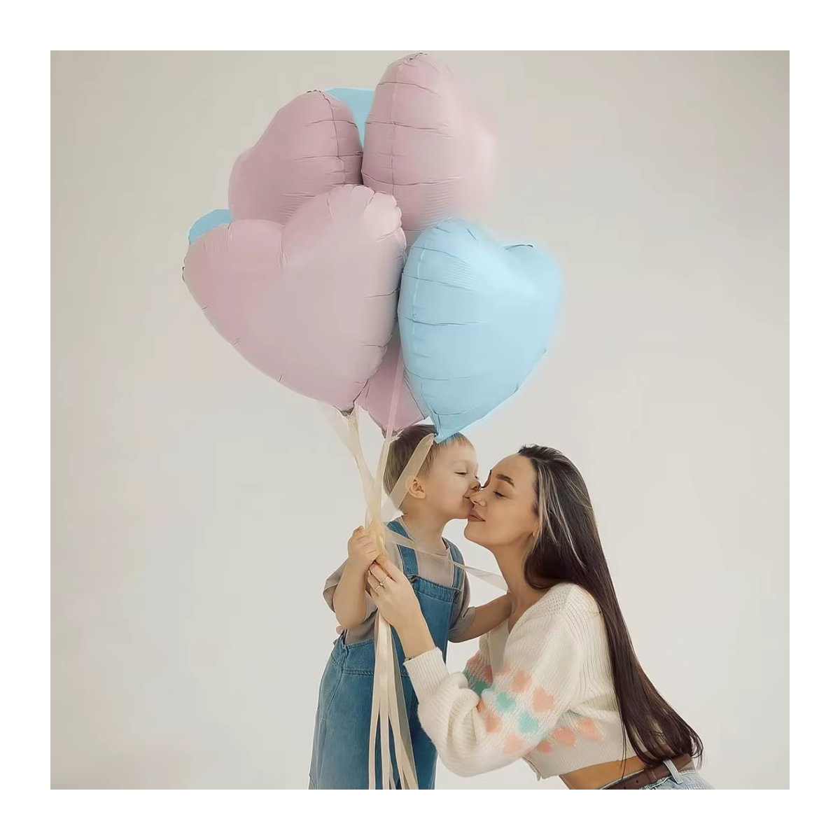 12 Stück MicroPlush Herz Folienballons in Blau Rosa und Beige für Babyparty und Geburtstagsdekoration - Bild 3
