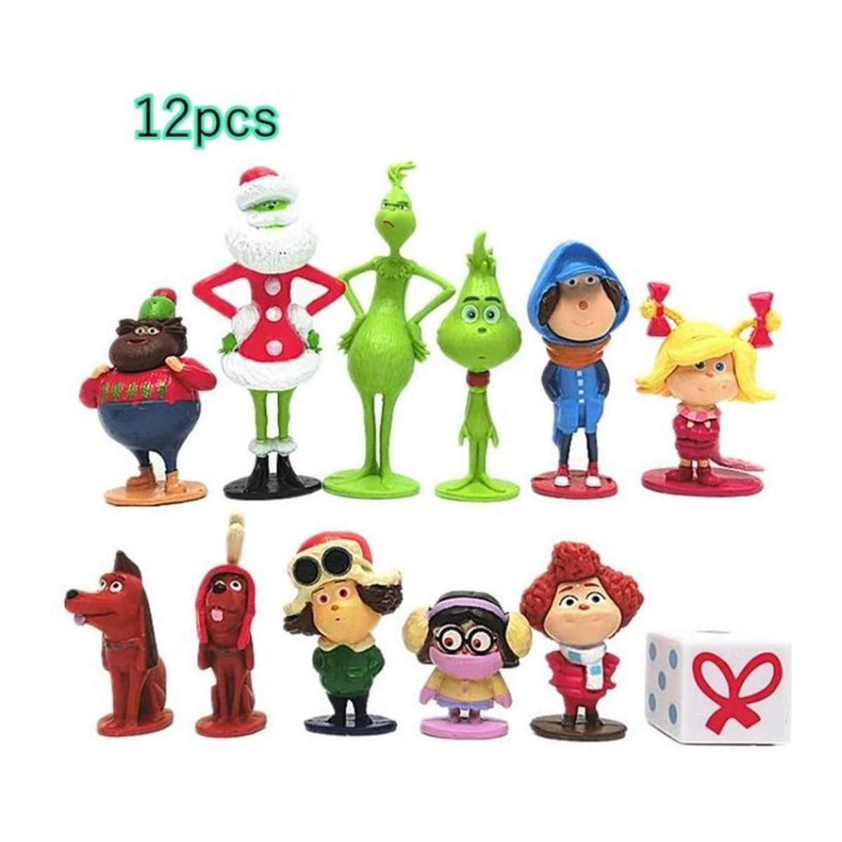 12er Set Grinch Weihnachtsfiguren aus PVC in Multicolor für dich - Bild 1
