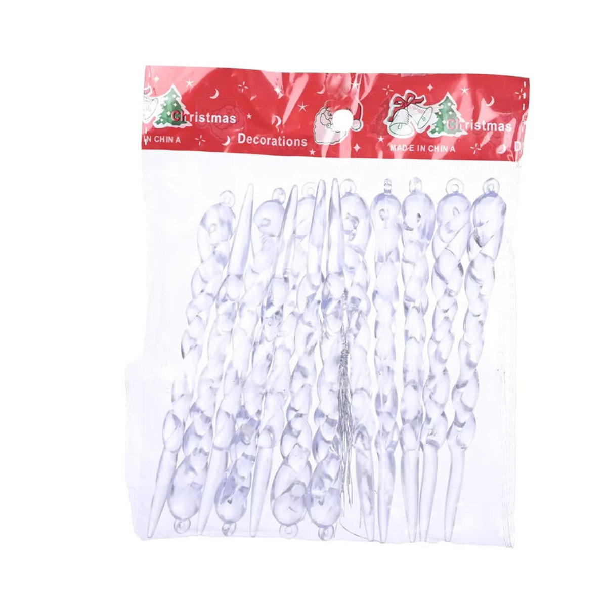12er Set WakaParty Weihnachts Eiszapfen Ornamente aus transparentem Acryl als hängende Dekoration für deinen Weihnachtsbaum - Bild 2