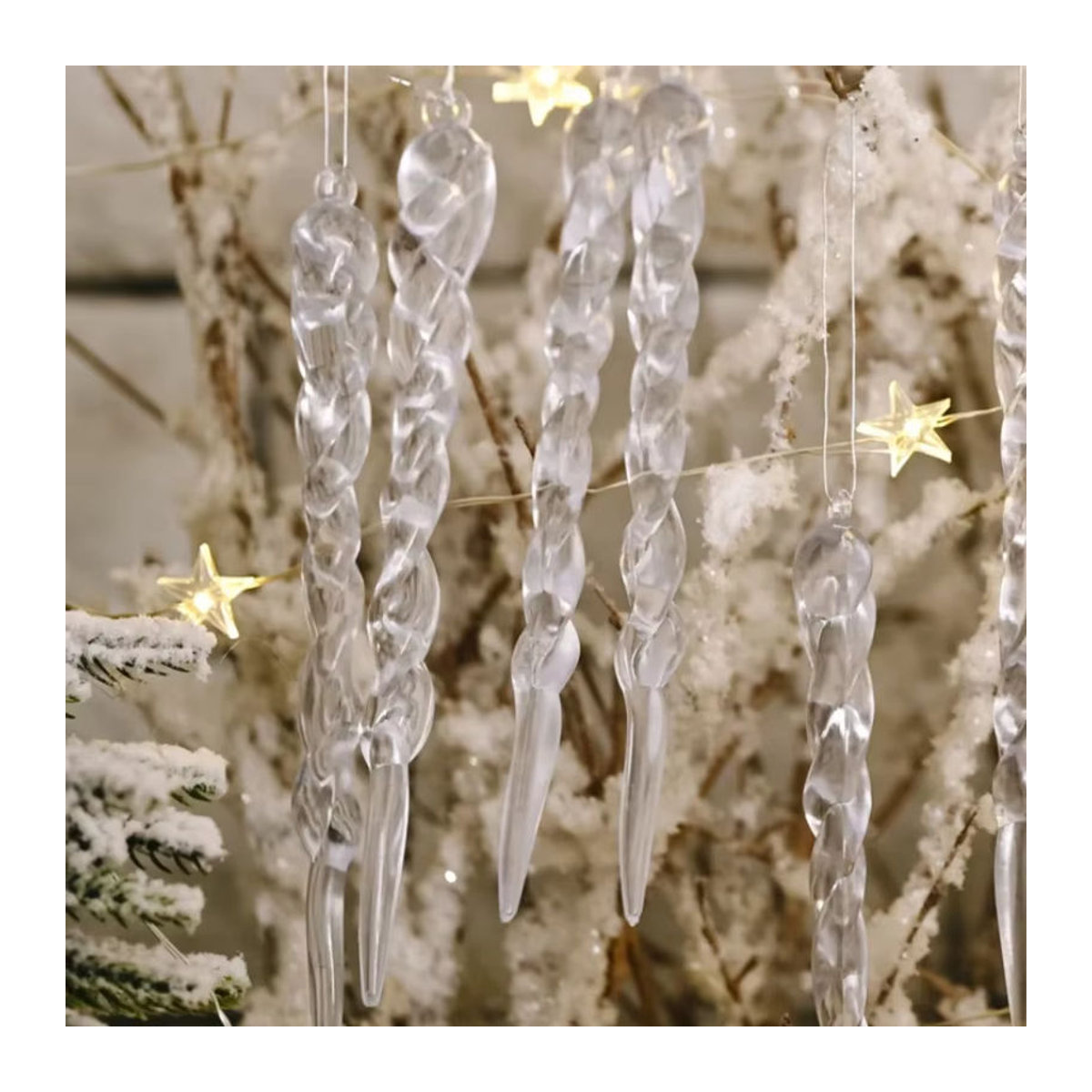 12er Set WakaParty Weihnachts Eiszapfen Ornamente aus transparentem Acryl als hängende Dekoration für deinen Weihnachtsbaum - Bild 3