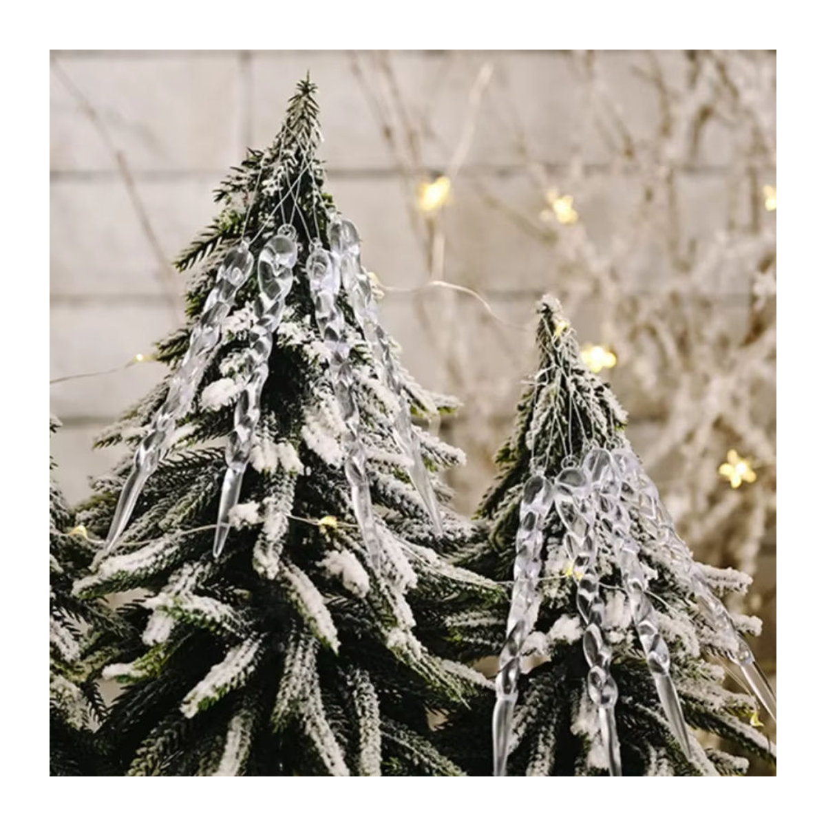12er Set WakaParty Weihnachts Eiszapfen Ornamente aus transparentem Acryl als hängende Dekoration für deinen Weihnachtsbaum - Bild 6