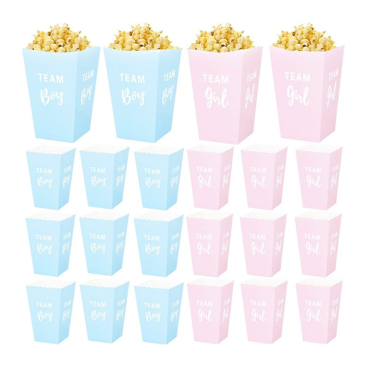 12er Set YONGSNOW Popcorn Boxen aus Papier für Baby Shower und Kindergeburtstag, blau und mehrfarbig, Snackboxen für Süßigkeiten und Kekse - Bild 1