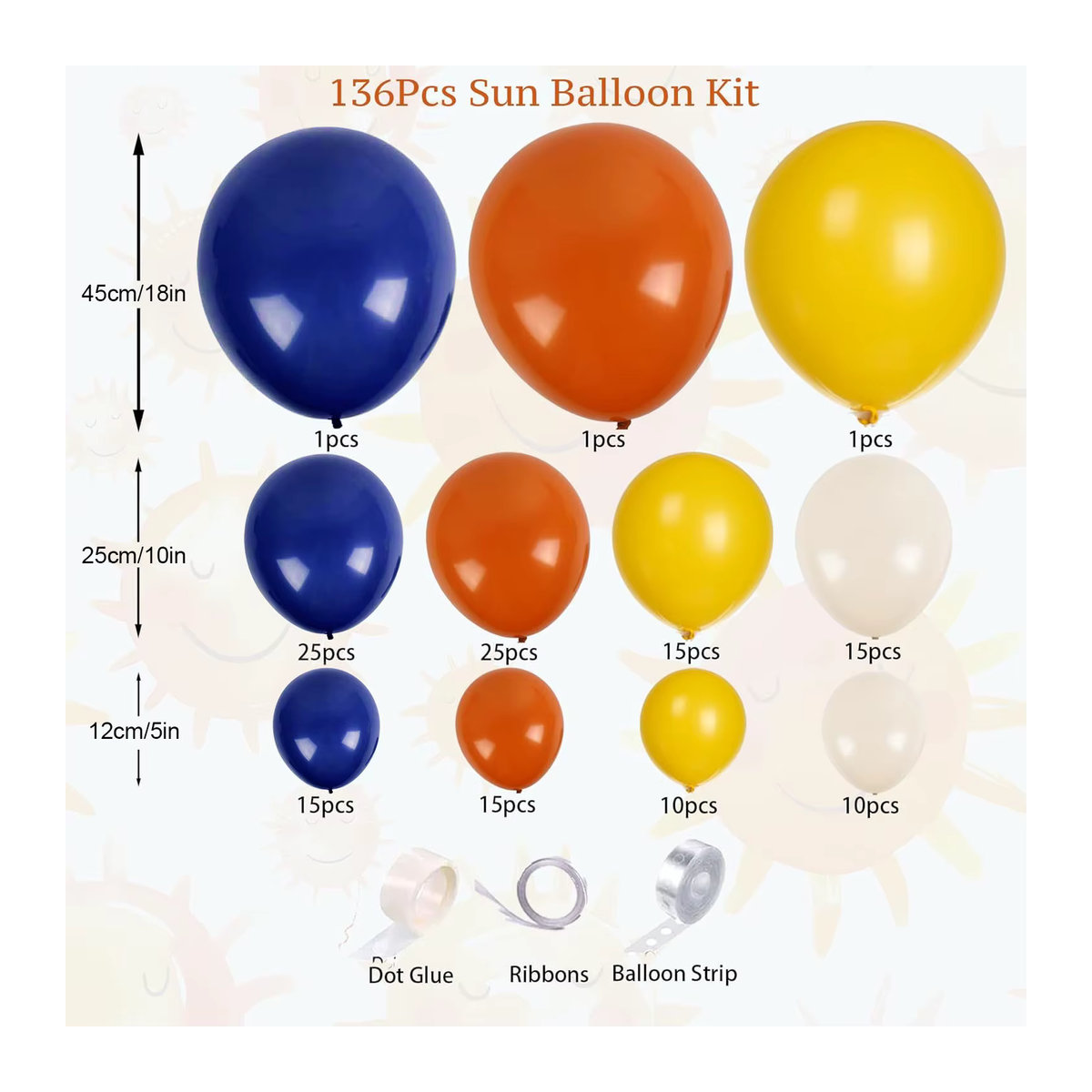 136-teiliges Retro-Ballonbogen-Set in Blau und Orange für Babypartys und Geburtstage mit Vintage-Design - Bild 2