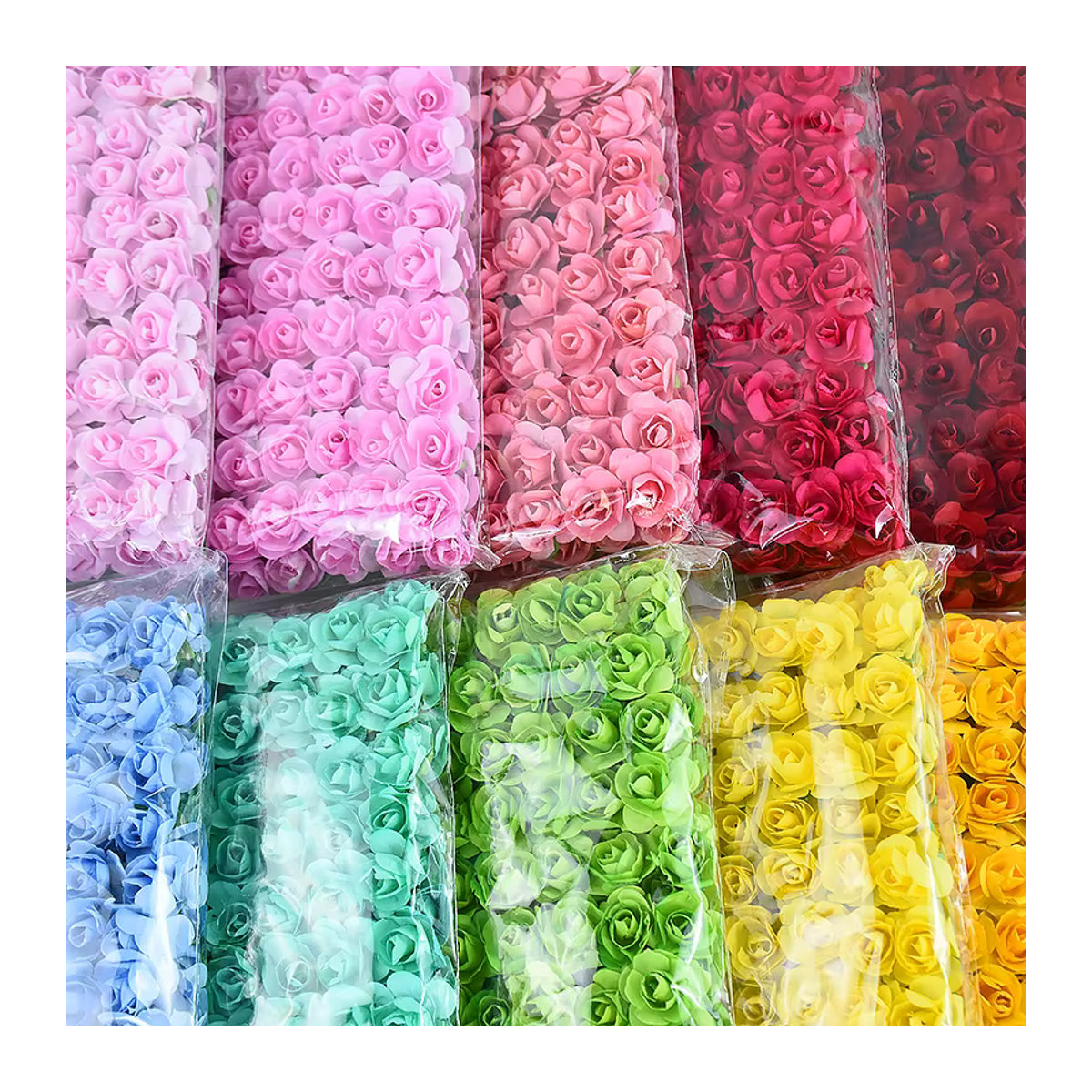 144 Stück künstliche Mini-Papierblumen von YONGSNOW in Mehrfarbig, Durchmesser: 2 cm, ideal für Hochzeit, Weihnachts-Kränze und DIY-Bastelarbeiten - Bild 2