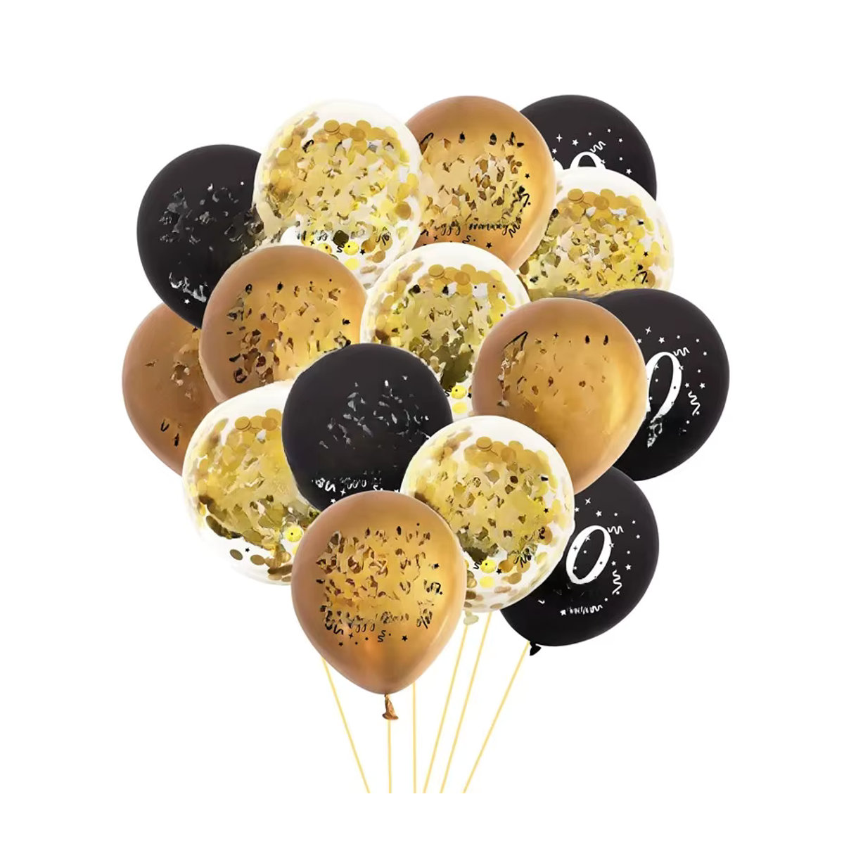 15 Stück QIJOYJU Happy Birthday Luftballons in Schwarz und Gold für deine Geburtstagsparty für Erwachsene - Bild 3