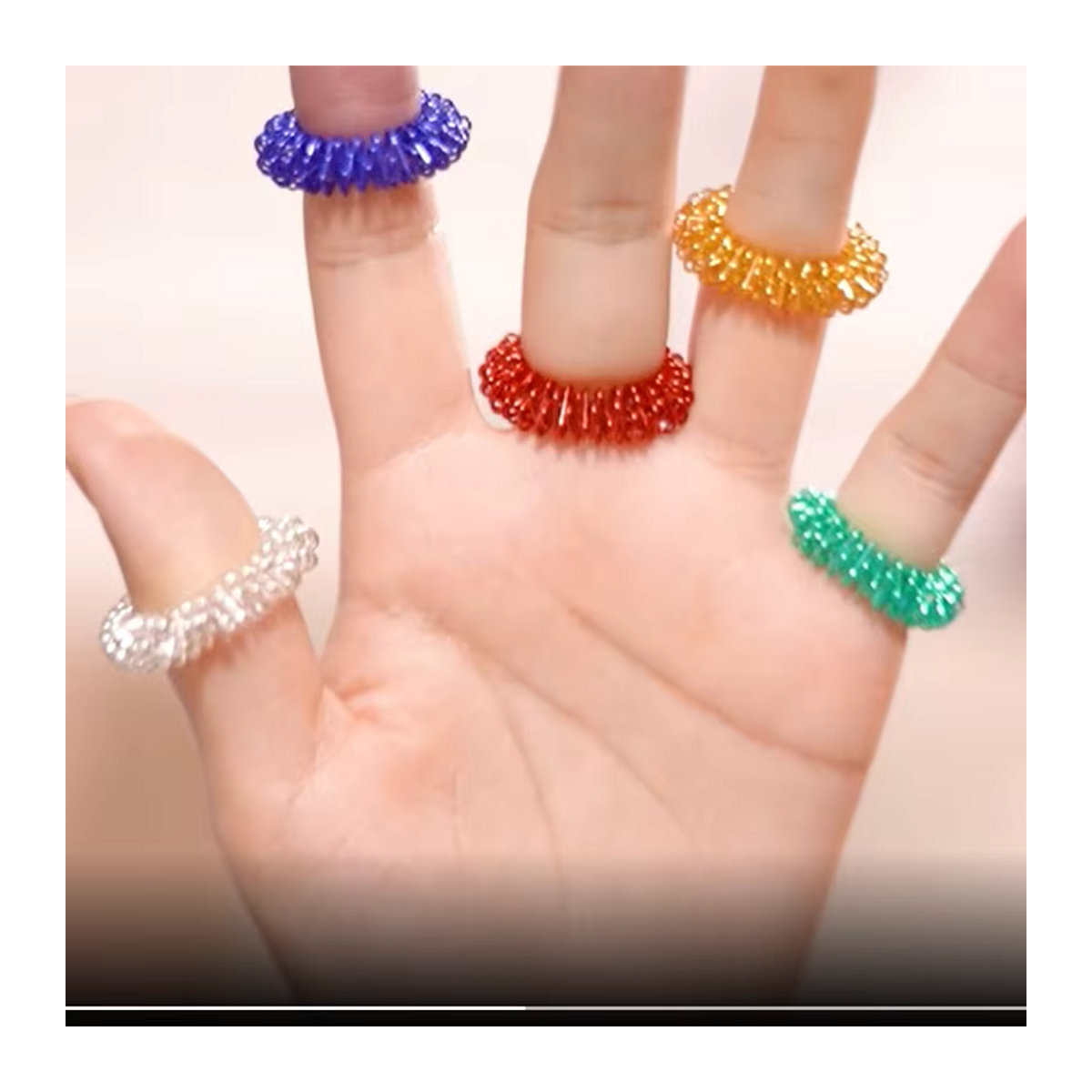 15-teiliges Akupressur-Ring-Set von Meade in Mehrfarbig, runde Metall-Massagefingerringe zur Stressreduktion für Erwachsene und Teenager - Bild 2
