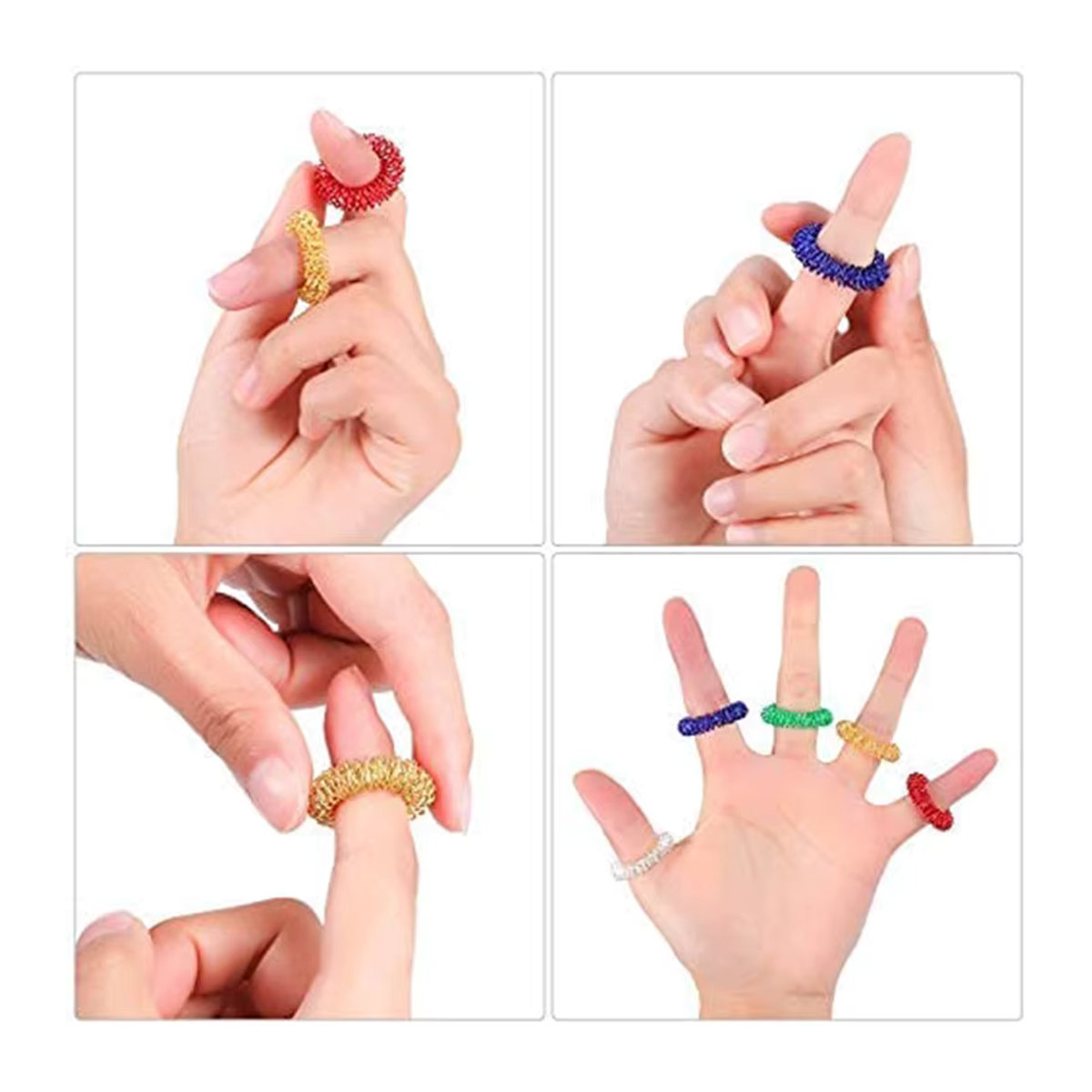 15-teiliges Akupressur-Ring-Set von Meade in Mehrfarbig, runde Metall-Massagefingerringe zur Stressreduktion für Erwachsene und Teenager - Bild 6