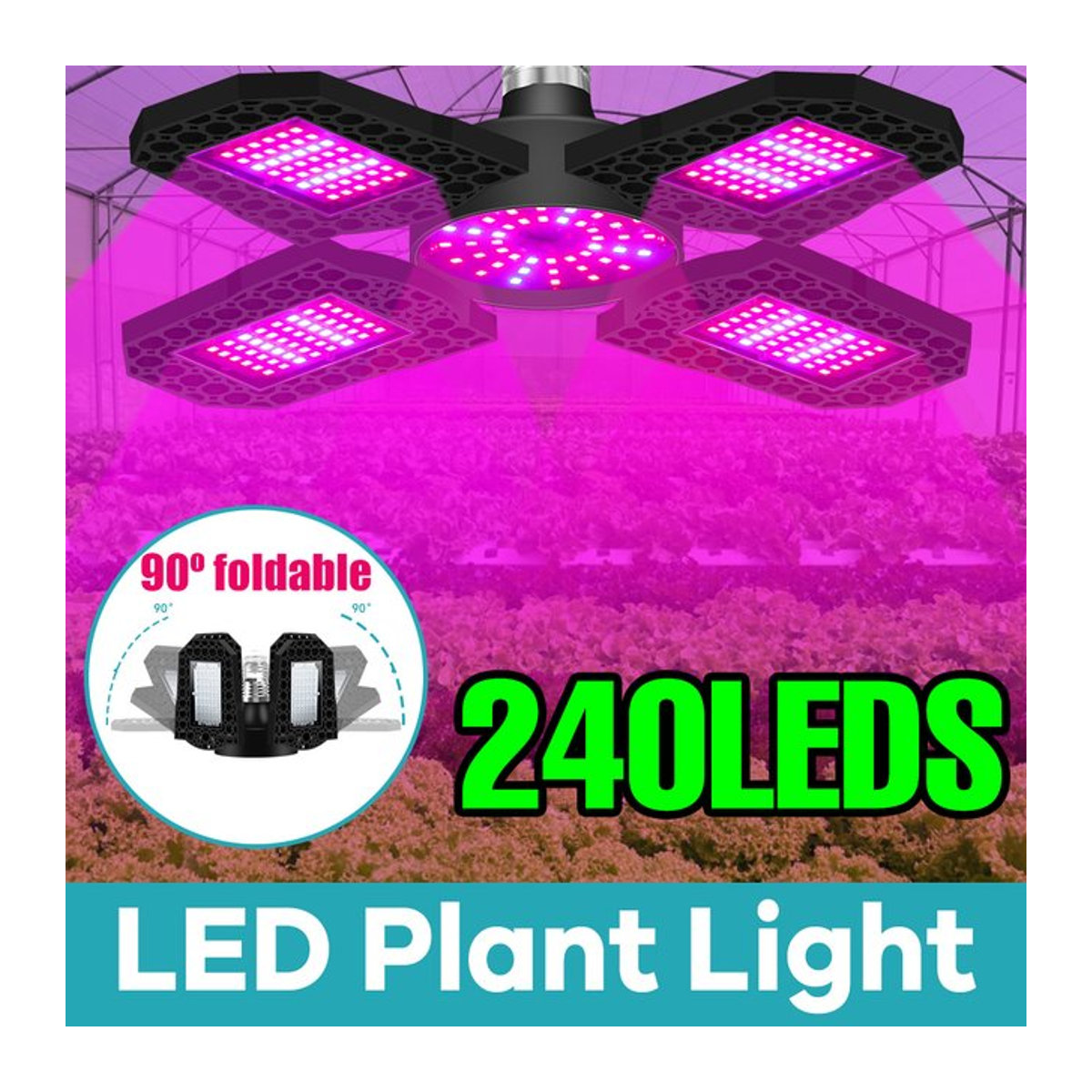 150 W LED-Wachstumslicht mit E27-Sockel, faltbare Vollspektrum-Phyto-Lampe für Hydrokultur, Blüten und Gemüse - Bild 1